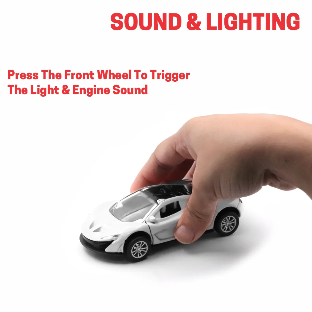 Chanak Die-Cast Metal Pull Back Car for Kids 3+ Years | LED Lights & Realistic Engine Sound – BIS Approved (White) - Image 4