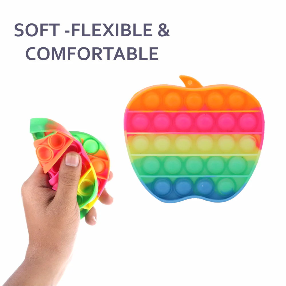 Chanak Pop It Fidget Toy for Kids | Silicone Bubble Push Sensory Stress Relief – BIS Approved (Apple) - Image 4
