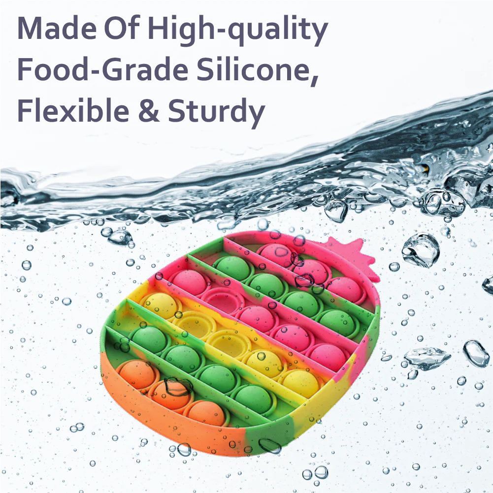 Chanak Pop It Fidget Toy for Kids | Silicone Bubble Push Sensory Stress Relief – BIS Approved (Pineapple) - Image 6