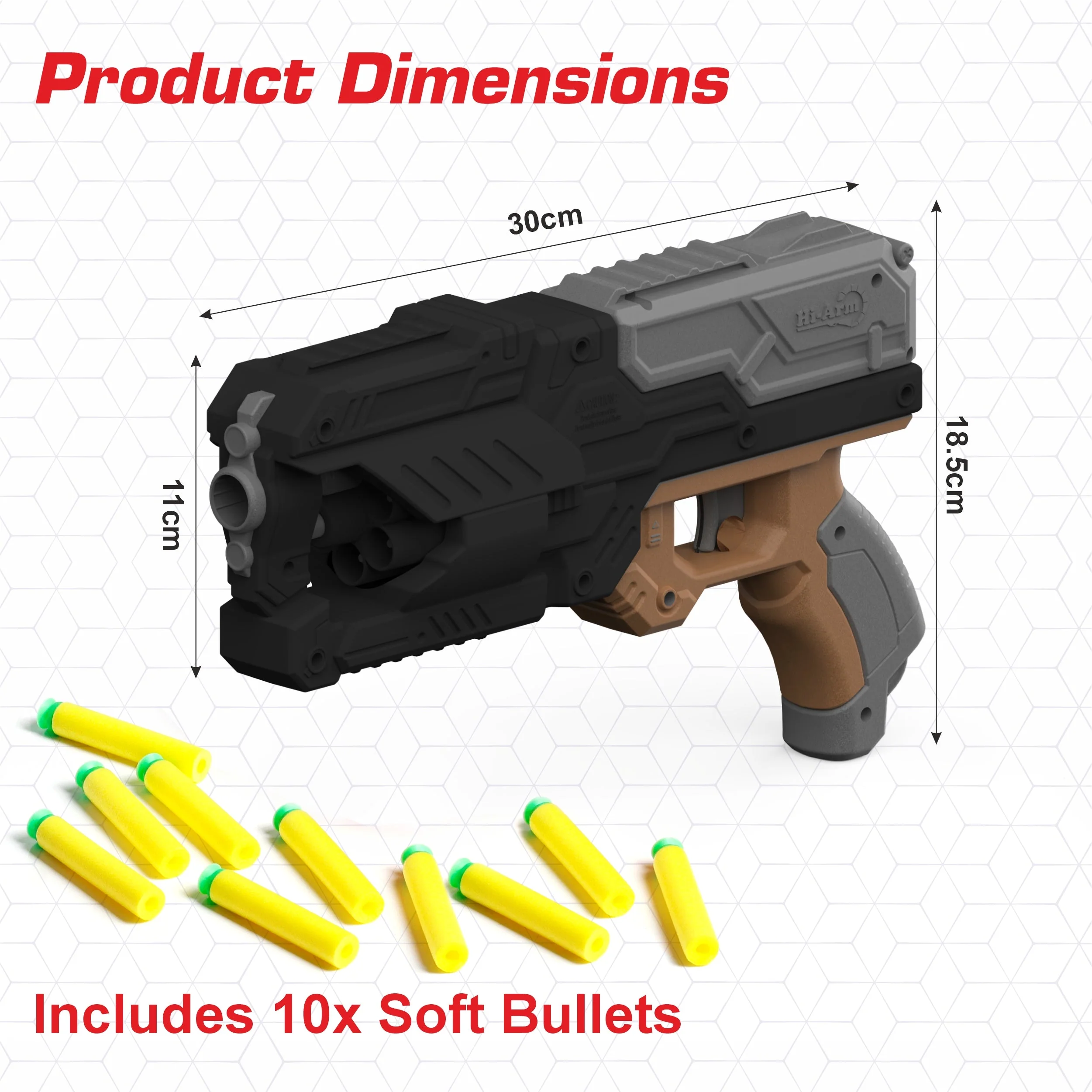 Chanak Six Fire Toy Blaster Gun for Kids 6+ Years | 6-Dart Rotating Drum, 45 Feet Range – BIS Approved (Black) - Image 2