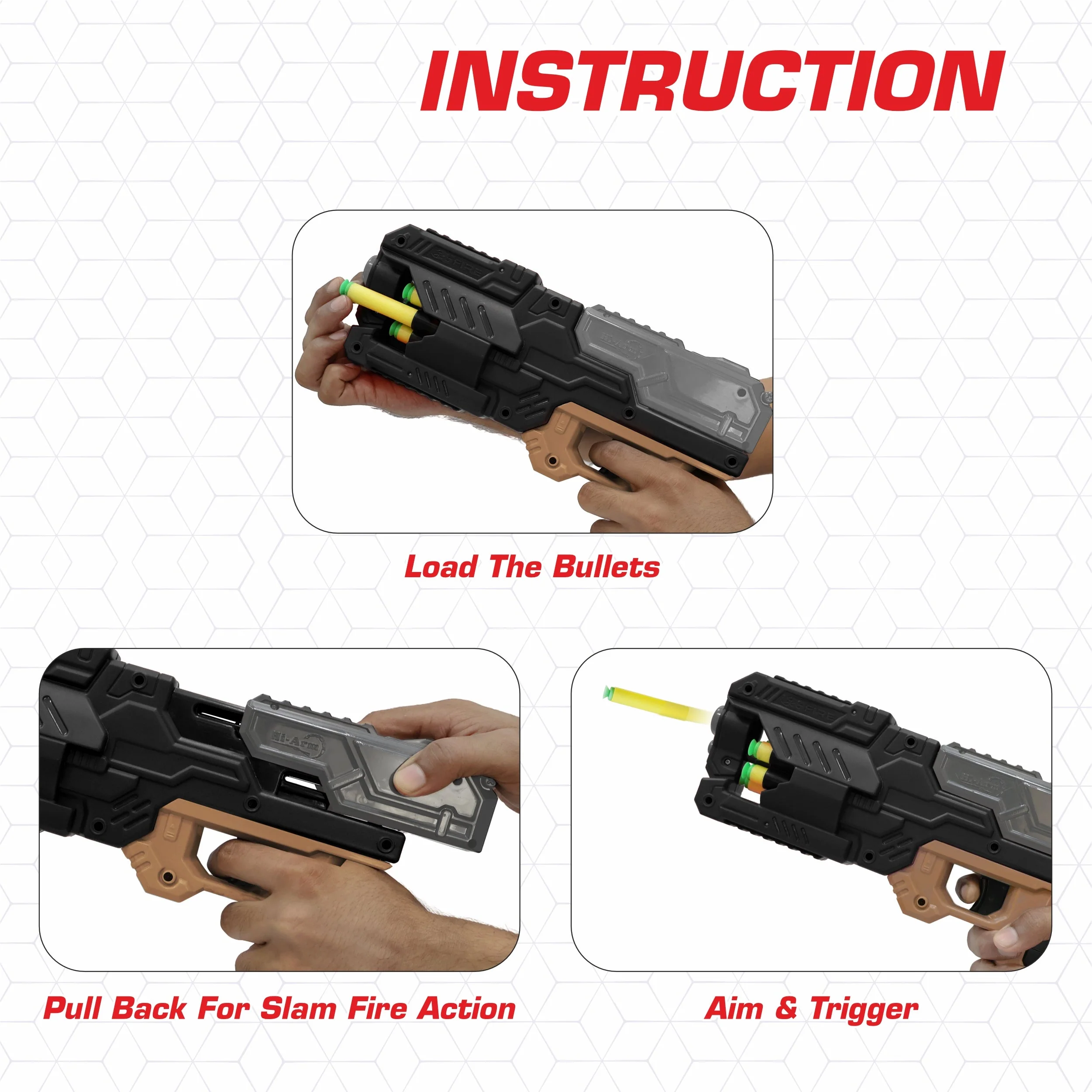 Chanak Six Fire Toy Blaster Gun for Kids 6+ Years | 6-Dart Rotating Drum, 45 Feet Range – BIS Approved (Black) - Image 6