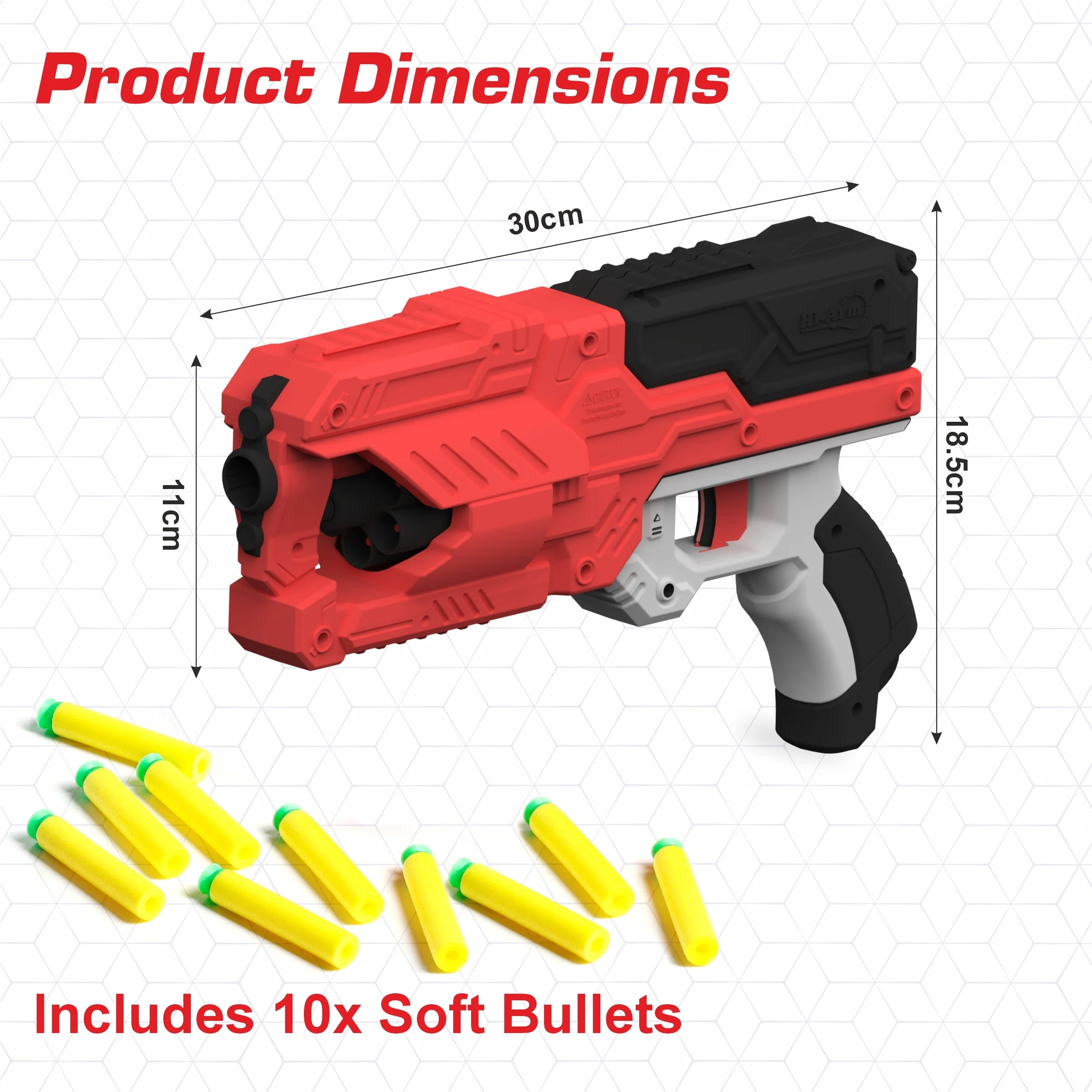 Chanak Six Fire Toy Blaster Gun for Kids 6+ Years | 6-Dart Rotating Drum, 45 Feet Range – BIS Approved (Red) - Image 3