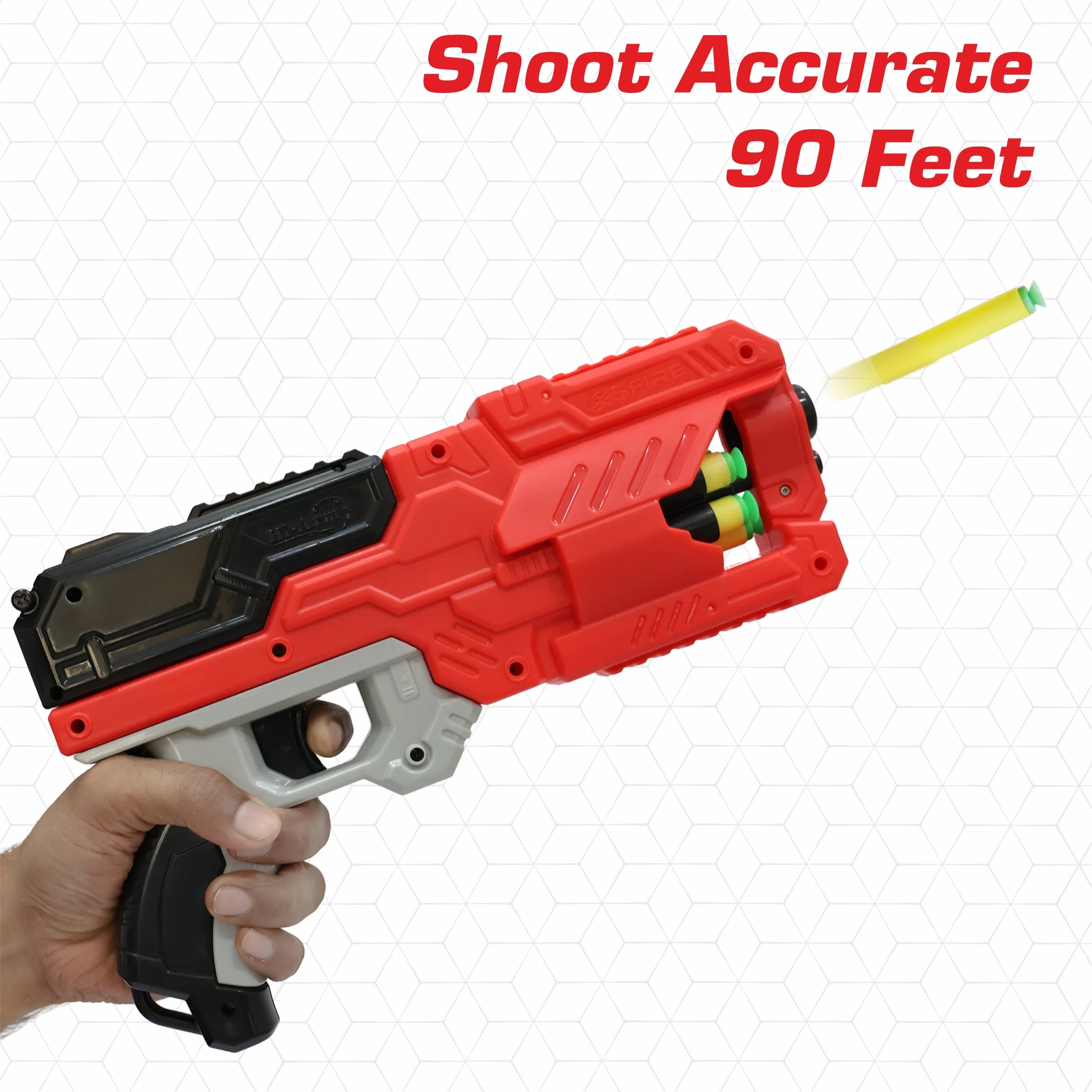 Chanak Six Fire Toy Blaster Gun for Kids 6+ Years | 6-Dart Rotating Drum, 45 Feet Range – BIS Approved (Red) - Image 6