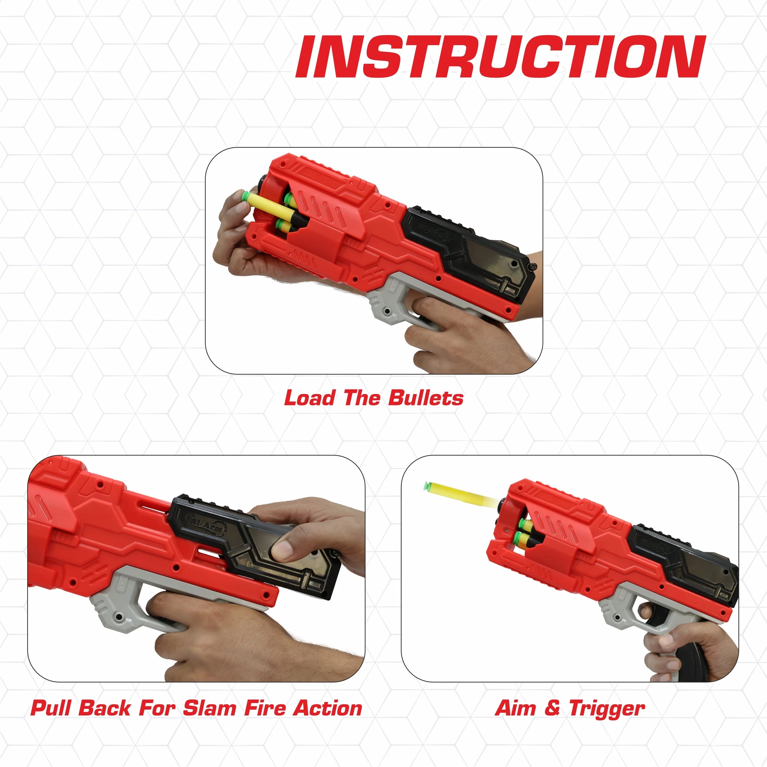 Chanak Six Fire Toy Blaster Gun for Kids 6+ Years | 6-Dart Rotating Drum, 45 Feet Range – BIS Approved (Red) - Image 8