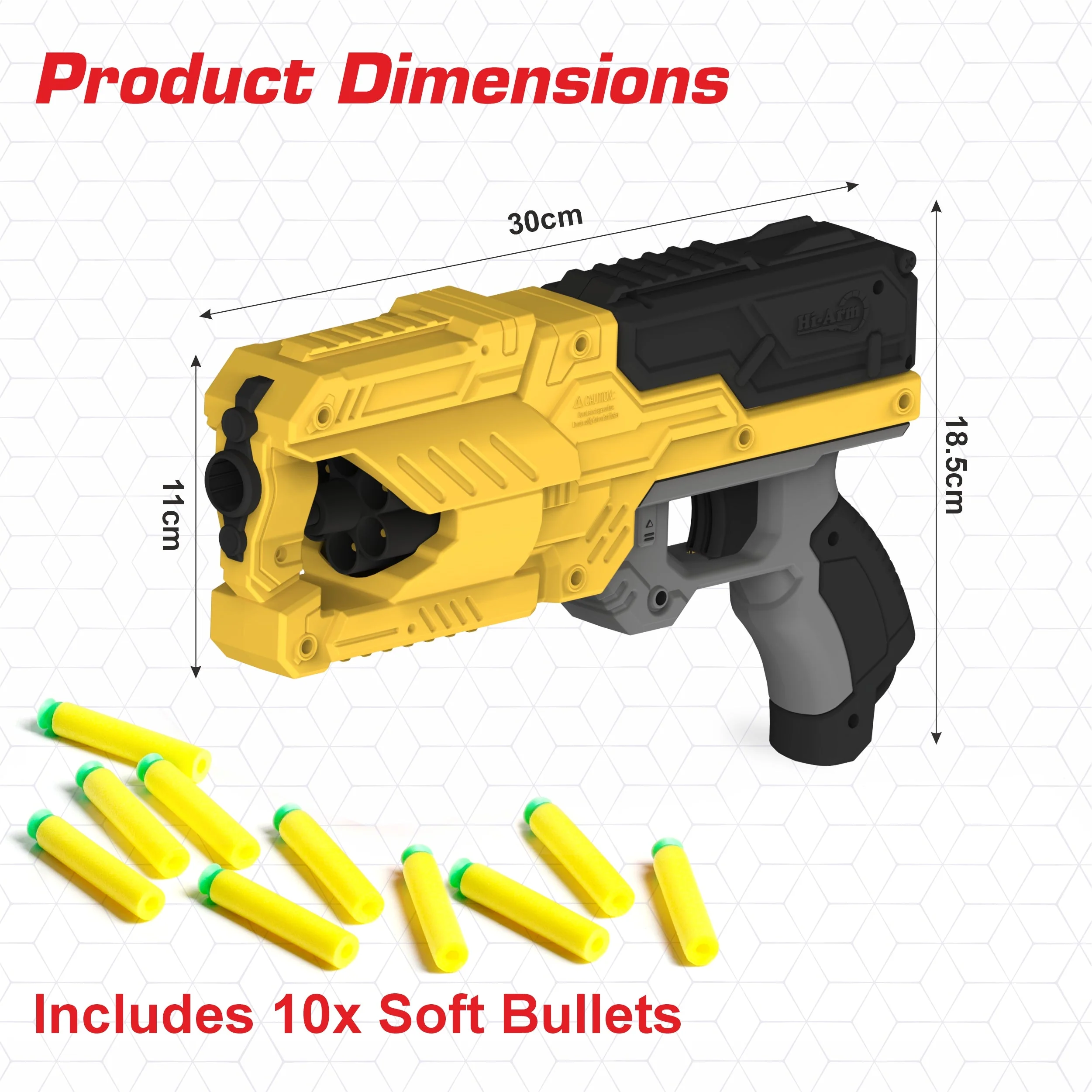 Chanak Six Fire Toy Blaster Gun for Kids 6+ Years | 6-Dart Rotating Drum, 45 Feet Range – BIS Approved (Yellow) - Image 2