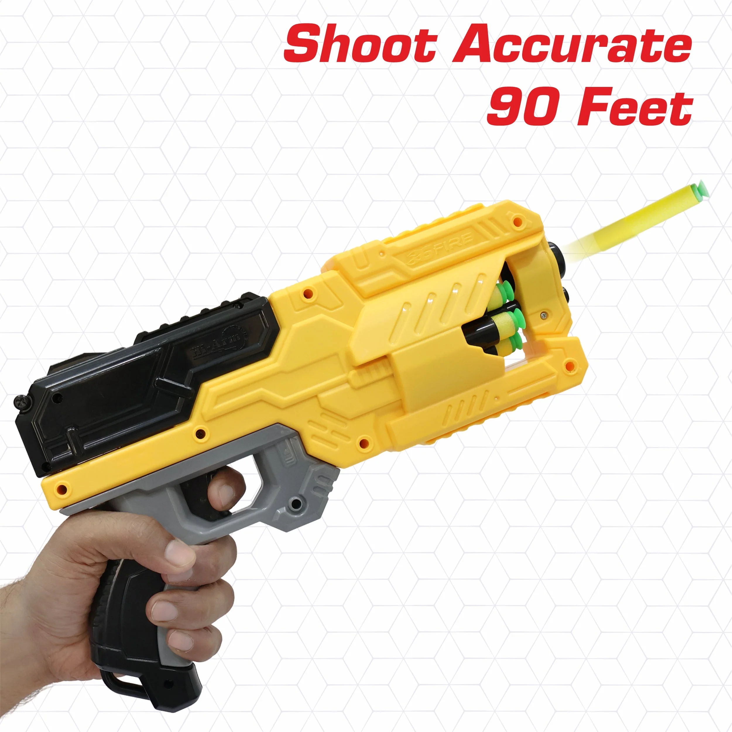 Chanak Six Fire Toy Blaster Gun for Kids 6+ Years | 6-Dart Rotating Drum, 45 Feet Range – BIS Approved (Yellow) - Image 4