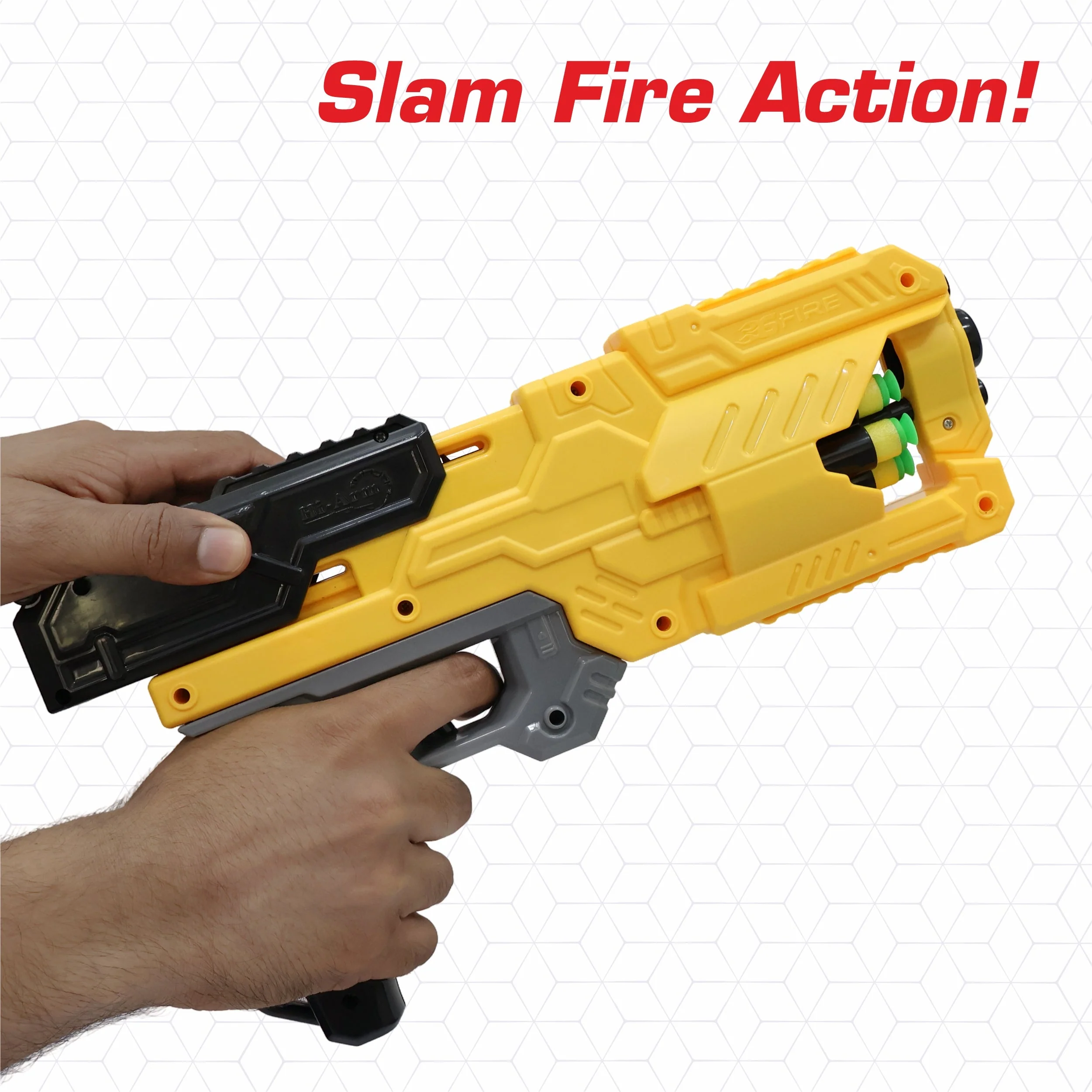 Chanak Six Fire Toy Blaster Gun for Kids 6+ Years | 6-Dart Rotating Drum, 45 Feet Range – BIS Approved (Yellow) - Image 5