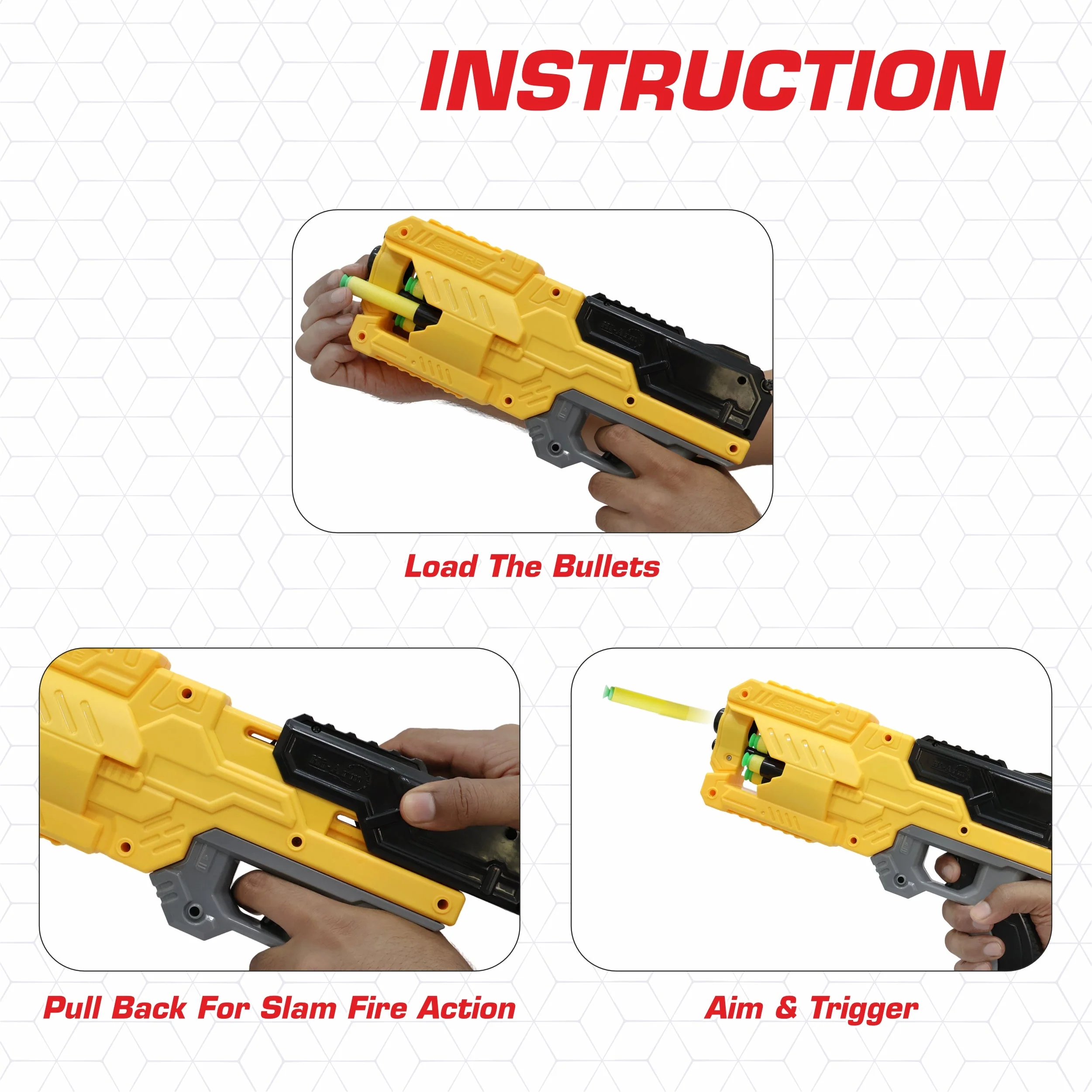 Chanak Six Fire Toy Blaster Gun for Kids 6+ Years | 6-Dart Rotating Drum, 45 Feet Range – BIS Approved (Yellow) - Image 6