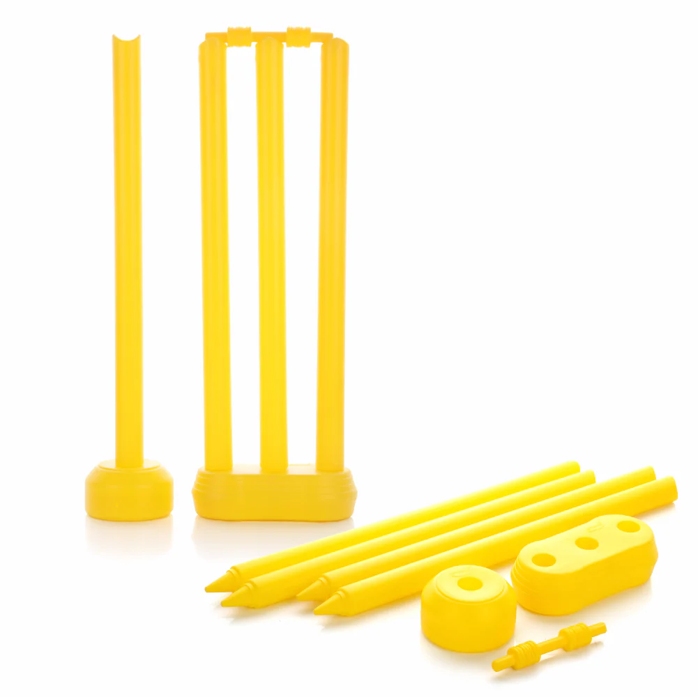 Chanak Small Cricket Stumps Set for Kids 5+ Years | 4 Stumps, Stand Base & Bails – BIS Approved