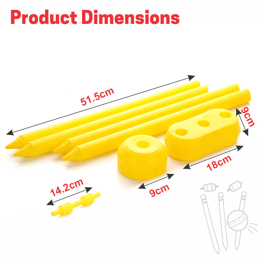 Chanak Small Cricket Stumps Set for Kids 5+ Years | 4 Stumps, Stand Base & Bails – BIS Approved - Image 3