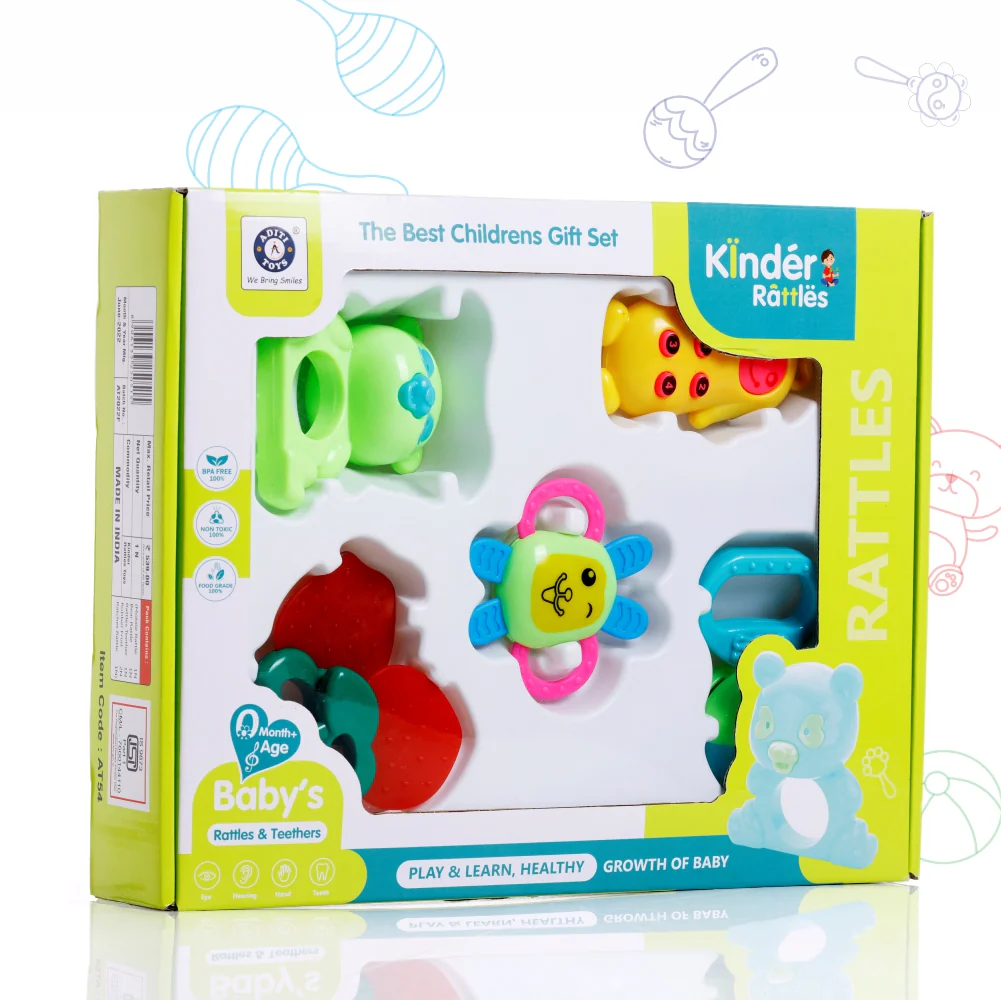 Chanak Baby Rattle Set for 0-6 Months | 6 Pcs Non-Toxic BPA Free Sensory Toy – BIS Approved - Image 5