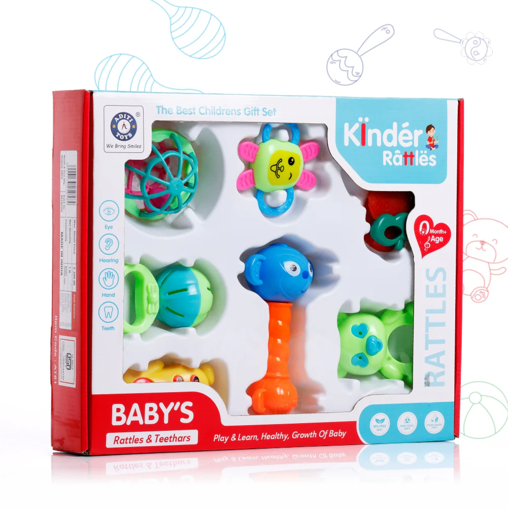 Chanak Baby Rattle Set for 0-6 Months | 8 Pcs Non-Toxic BPA Free Sensory Toy – BIS Approved - Image 6