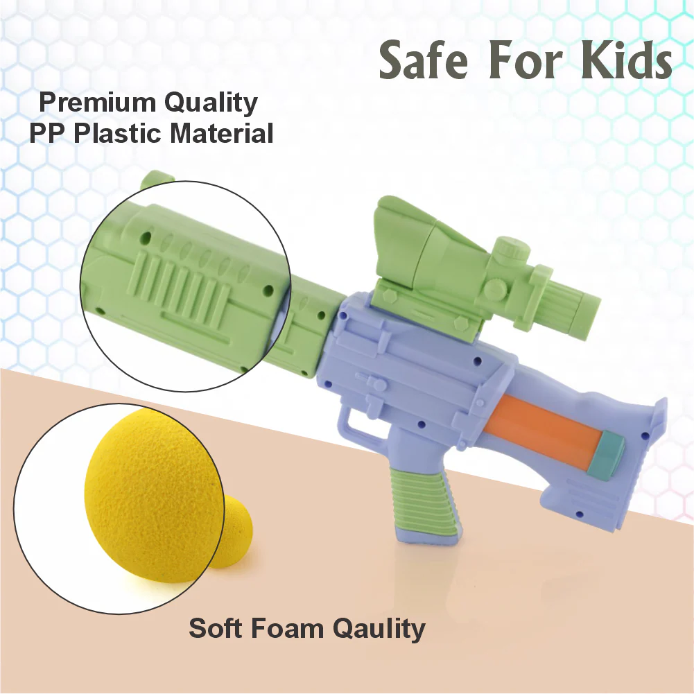Chanak Pneumatic Gun Toy for Kids 5+ Years | 24 Soft Foam Balls, Indoor & Outdoor Use – BIS Approved (Green) - Image 4