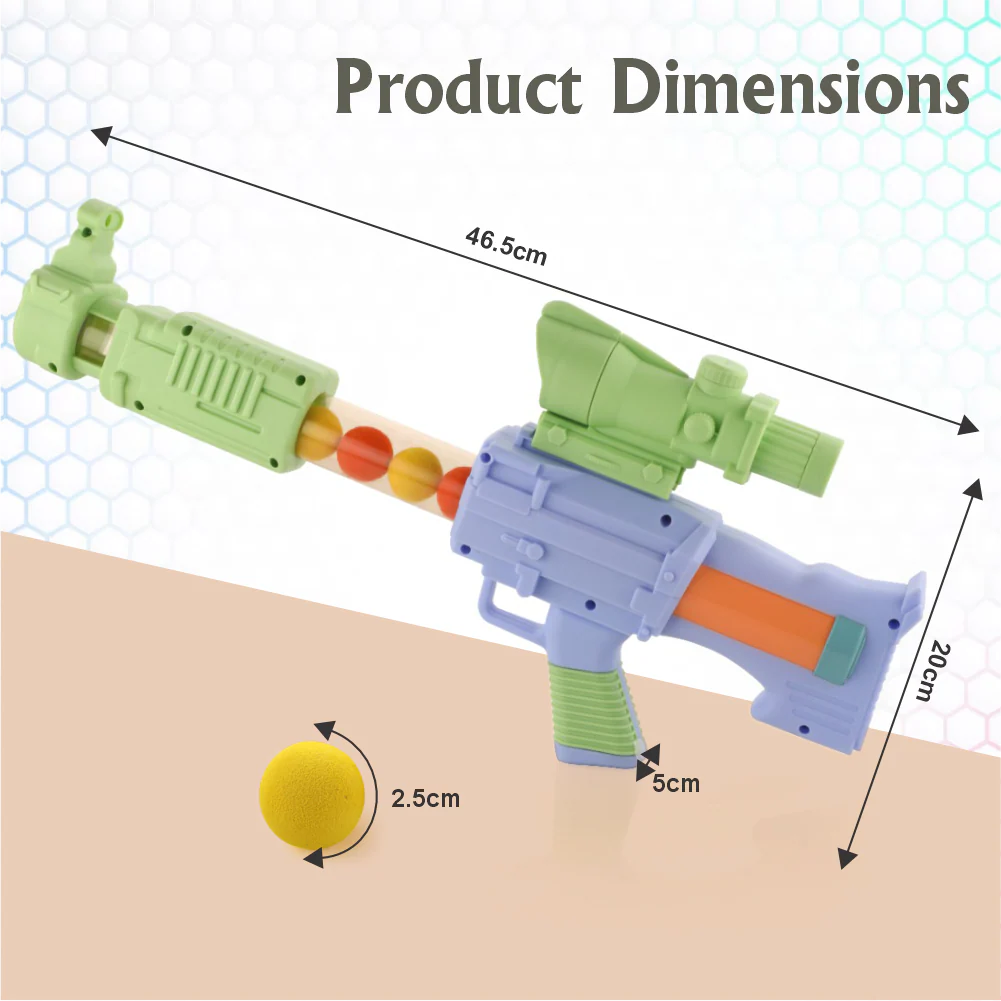 Chanak Pneumatic Gun Toy for Kids 5+ Years | 24 Soft Foam Balls, Indoor & Outdoor Use – BIS Approved (Green) - Image 6