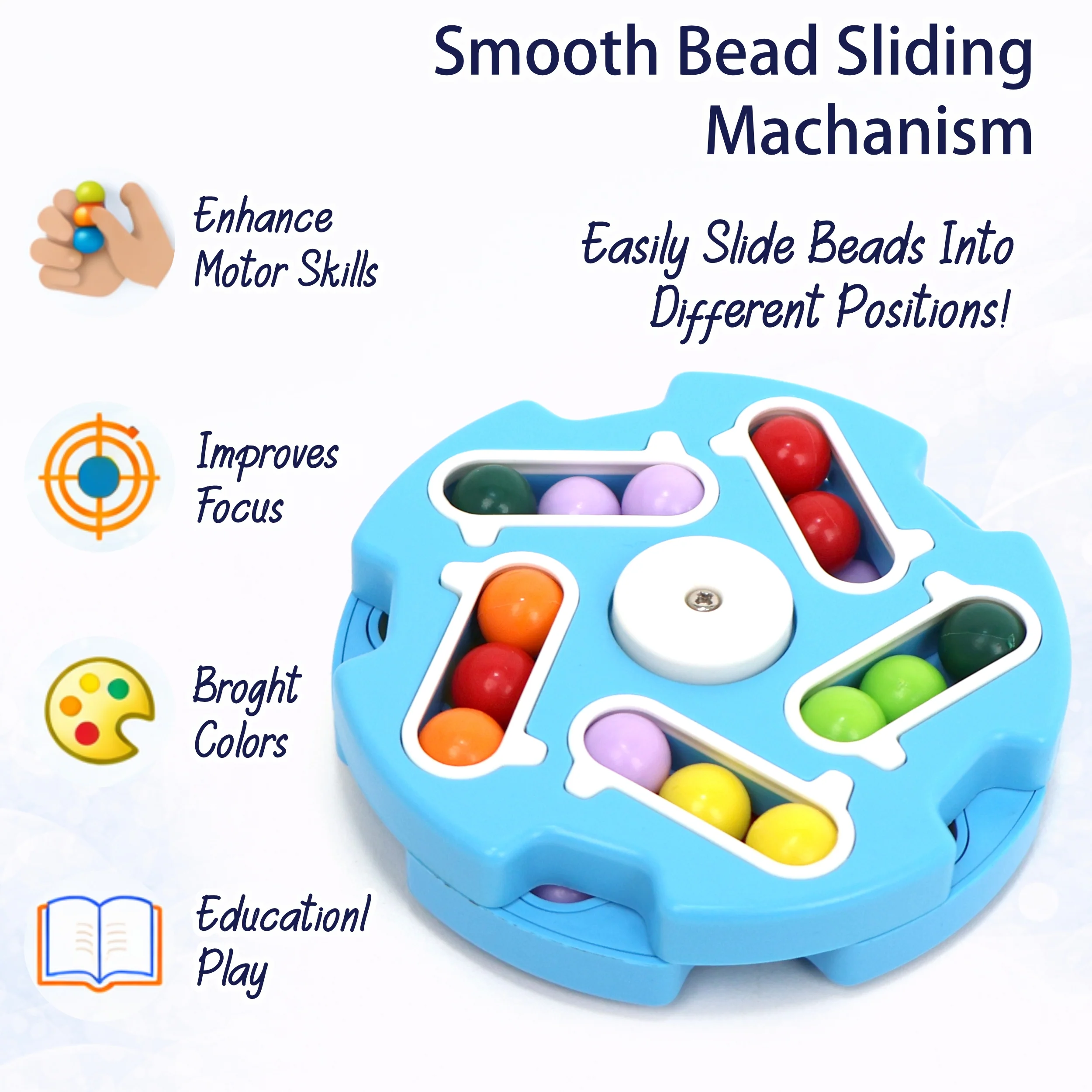 Chanak Magic Bean Cube Fidget Spinner for Kids & Adults 3+ Years | 2-in-1 Stress Relief Sensory Puzzle Toy – BIS Approved - Image 4