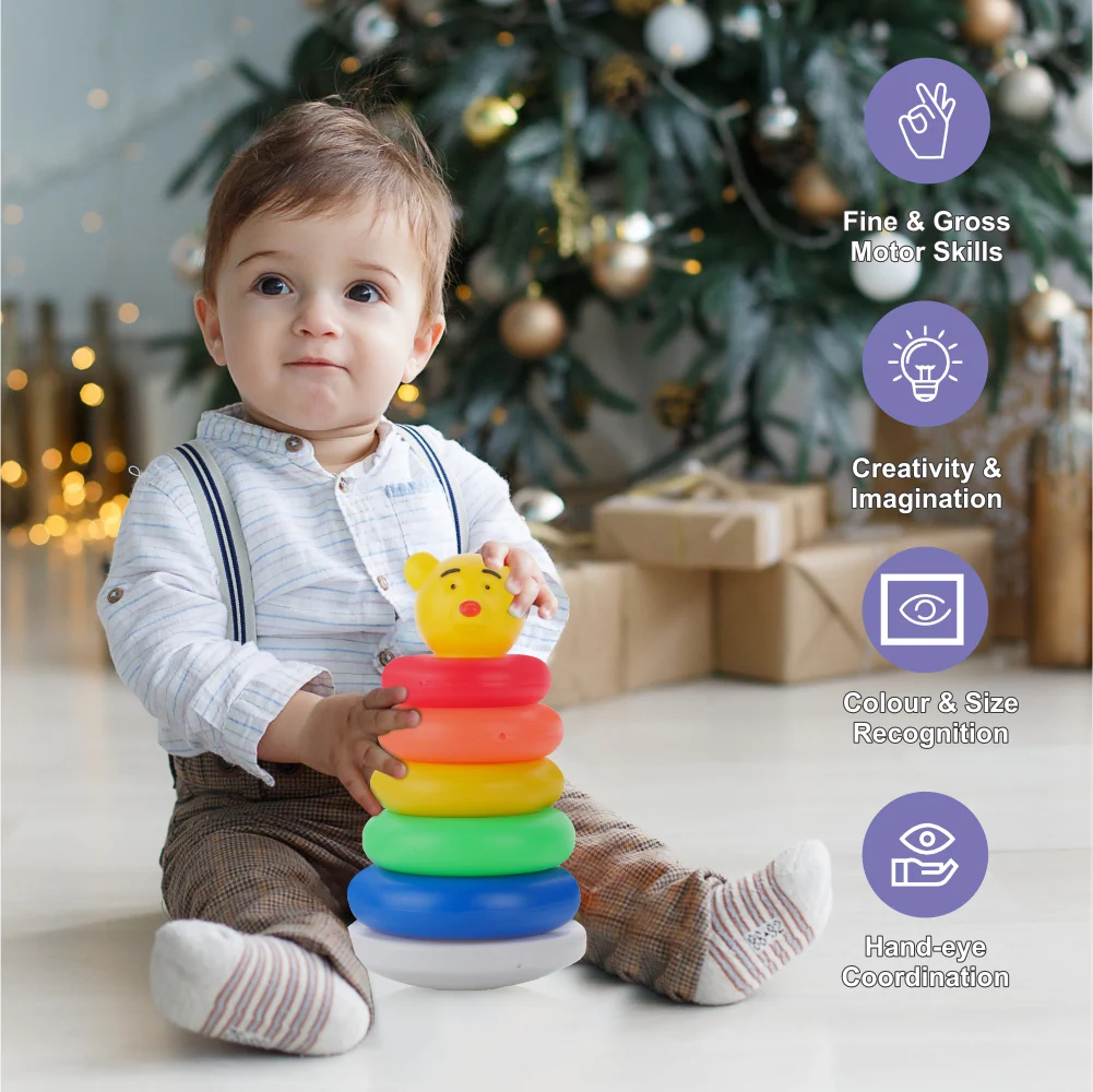 Chanak Stacking Ring Toy for Kids 12+ Months | Multicolour Sorting & Stacker Game – BIS Approved - Image 7