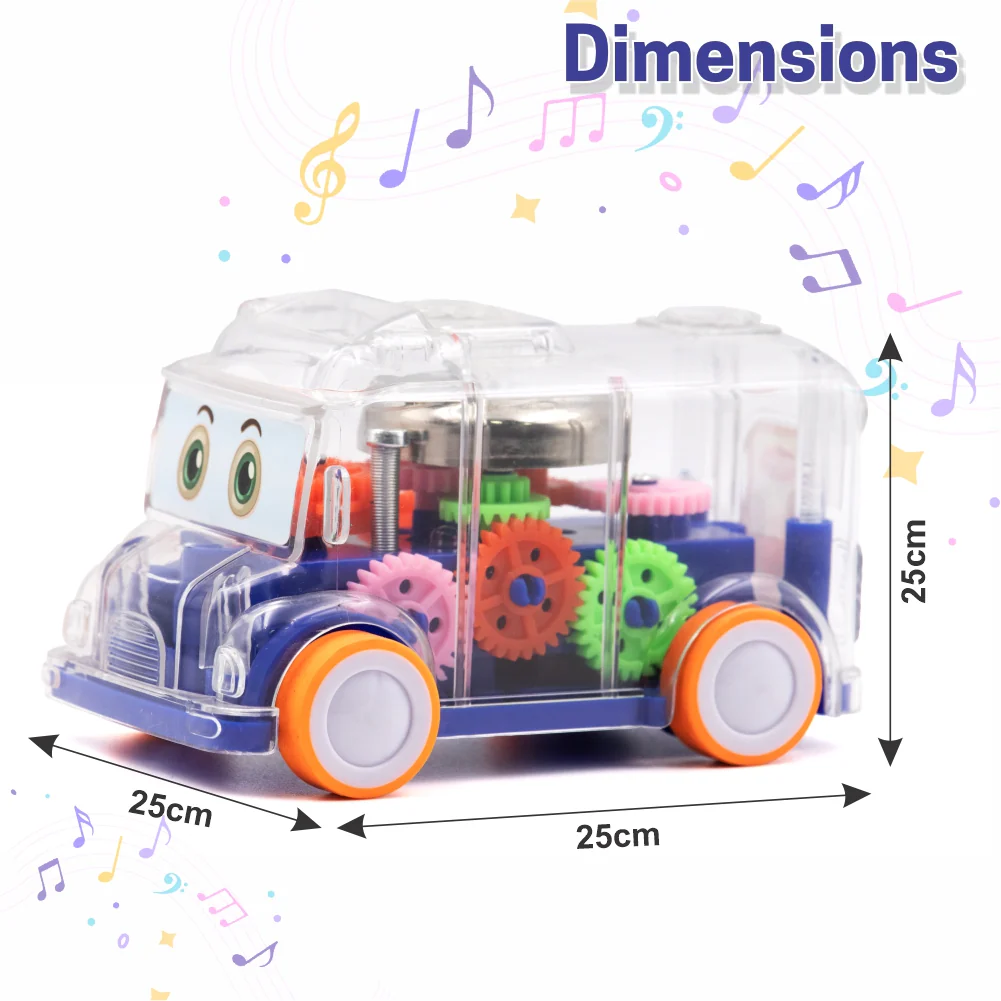 Chanak Transparent Gear Bus Toy for Kids 3+ Years | Tinkling Sound & Light Mini School Bus – BIS Approved (Dark Blue) - Image 4