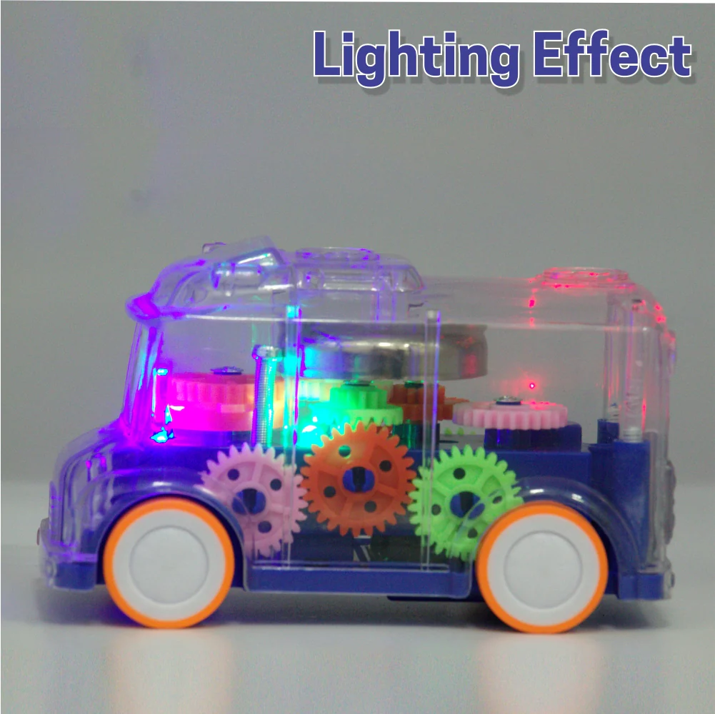 Chanak Transparent Gear Bus Toy for Kids 3+ Years | Tinkling Sound & Light Mini School Bus – BIS Approved (Dark Blue) - Image 5
