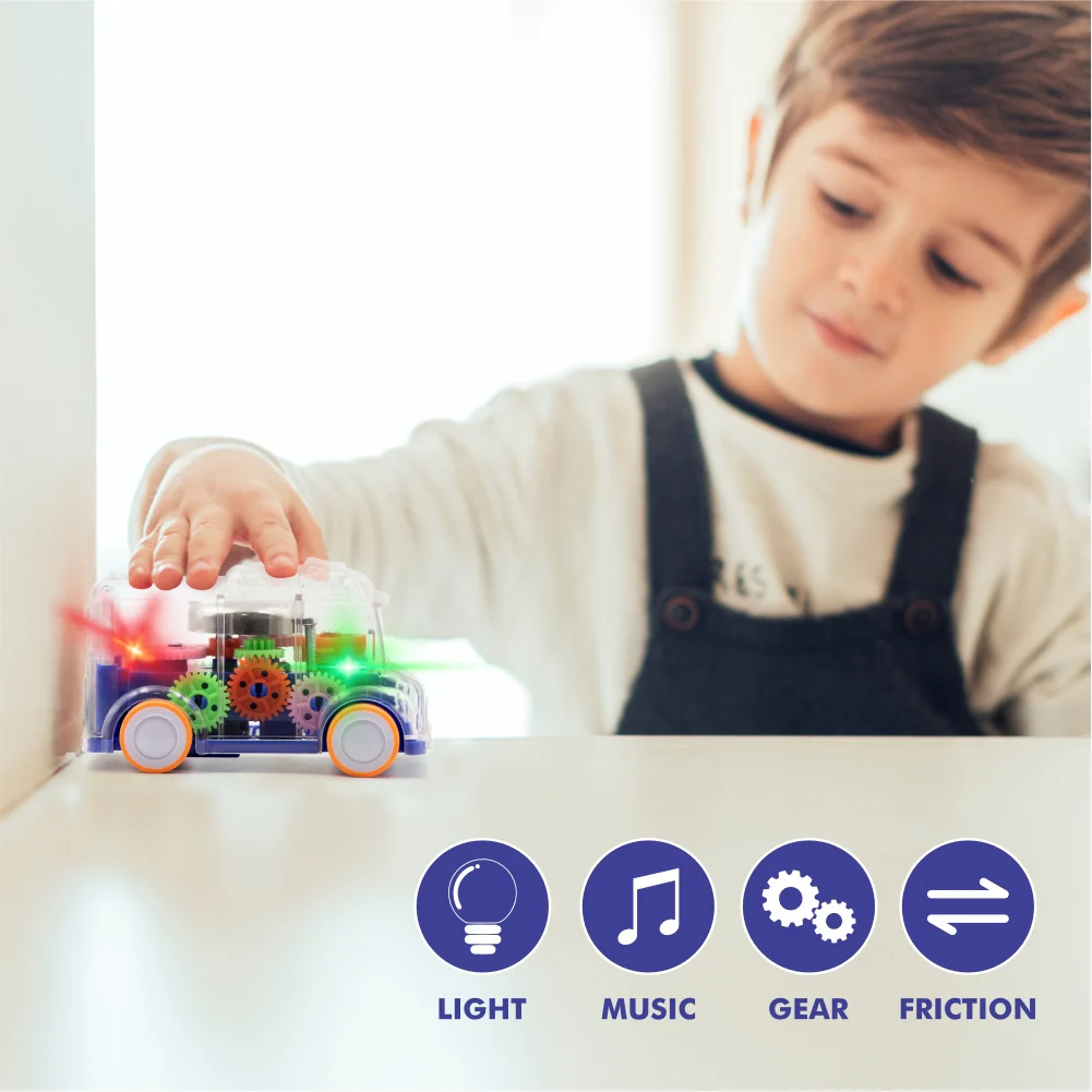 Chanak Transparent Gear Bus Toy for Kids 3+ Years | Tinkling Sound & Light Mini School Bus – BIS Approved (Dark Blue) - Image 6