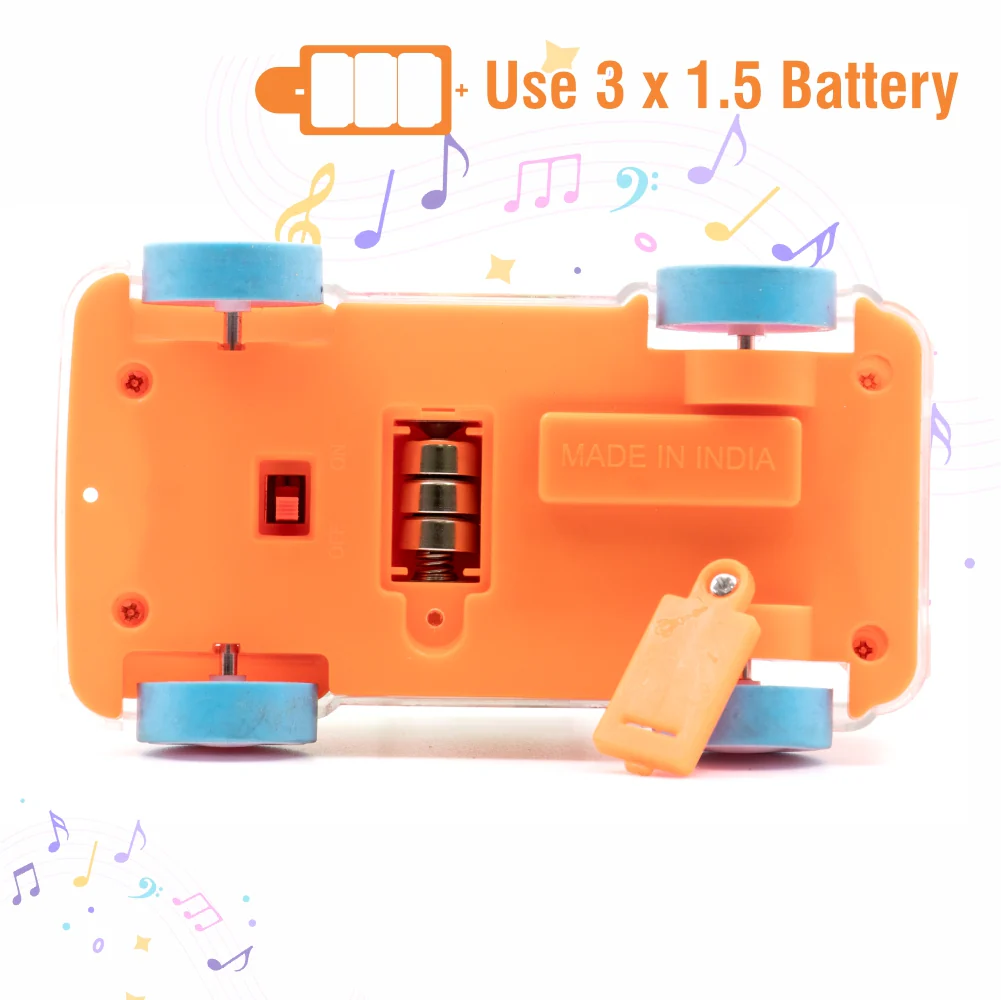 Chanak Transparent Gear Bus Toy for Kids 3+ Years | Tinkling Sound & Light Mini School Bus – BIS Approved (Orange) - Image 3