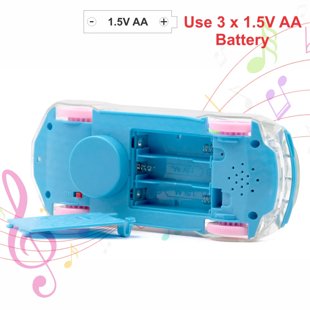 Chanak Transparent Gear Car Toy for Kids 3+ Years | 360° Rotation with Music & Lights – BIS Approved (Sky Blue) - Image 3