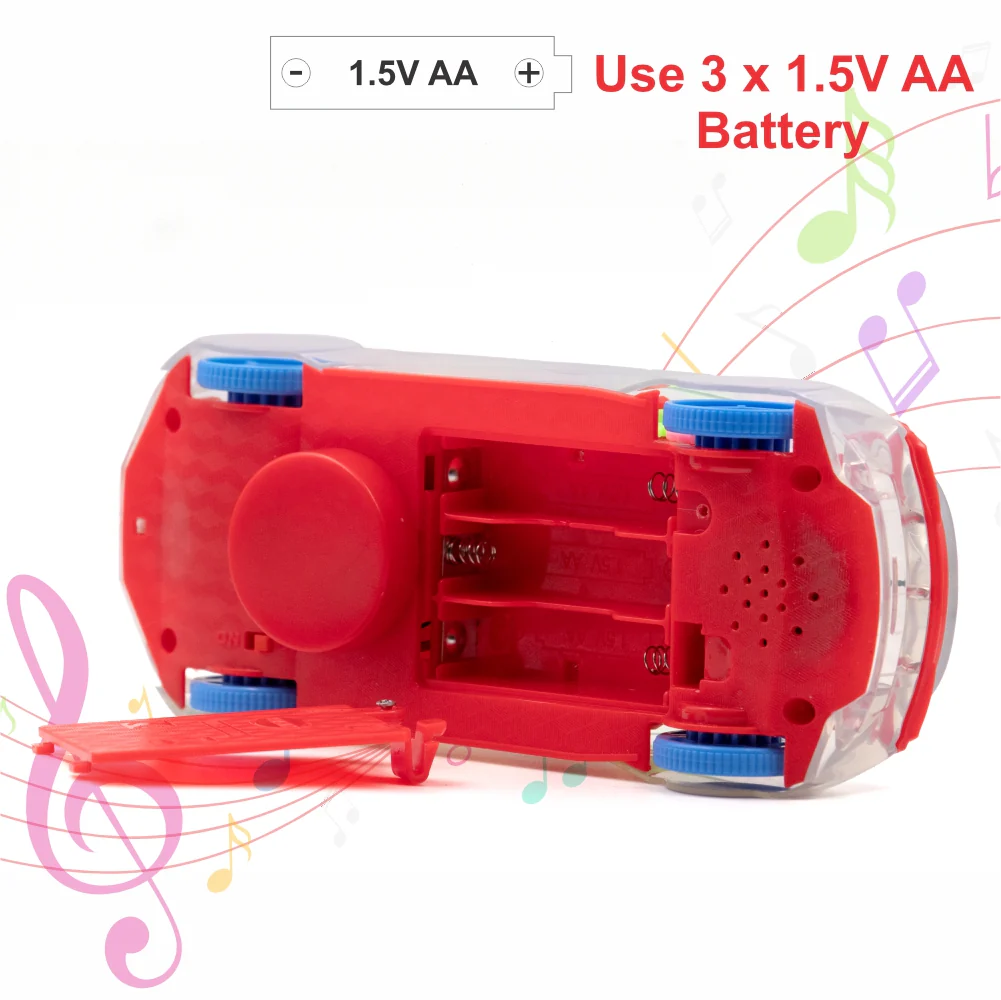 Chanak Transparent Gear Car Toy for Kids 3+ Years | 360° Rotation with Music & Lights – BIS Approved (Red) - Image 3