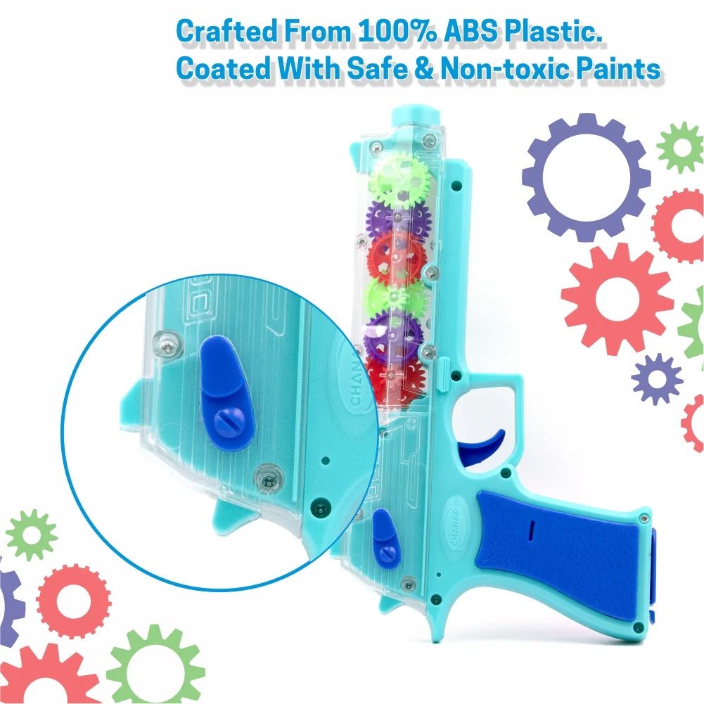 Chanak Electric Gear Gun Toy for Kids 3+ Years | Moving Gears, Music & Lights – BIS Approved (Blue) - Image 5