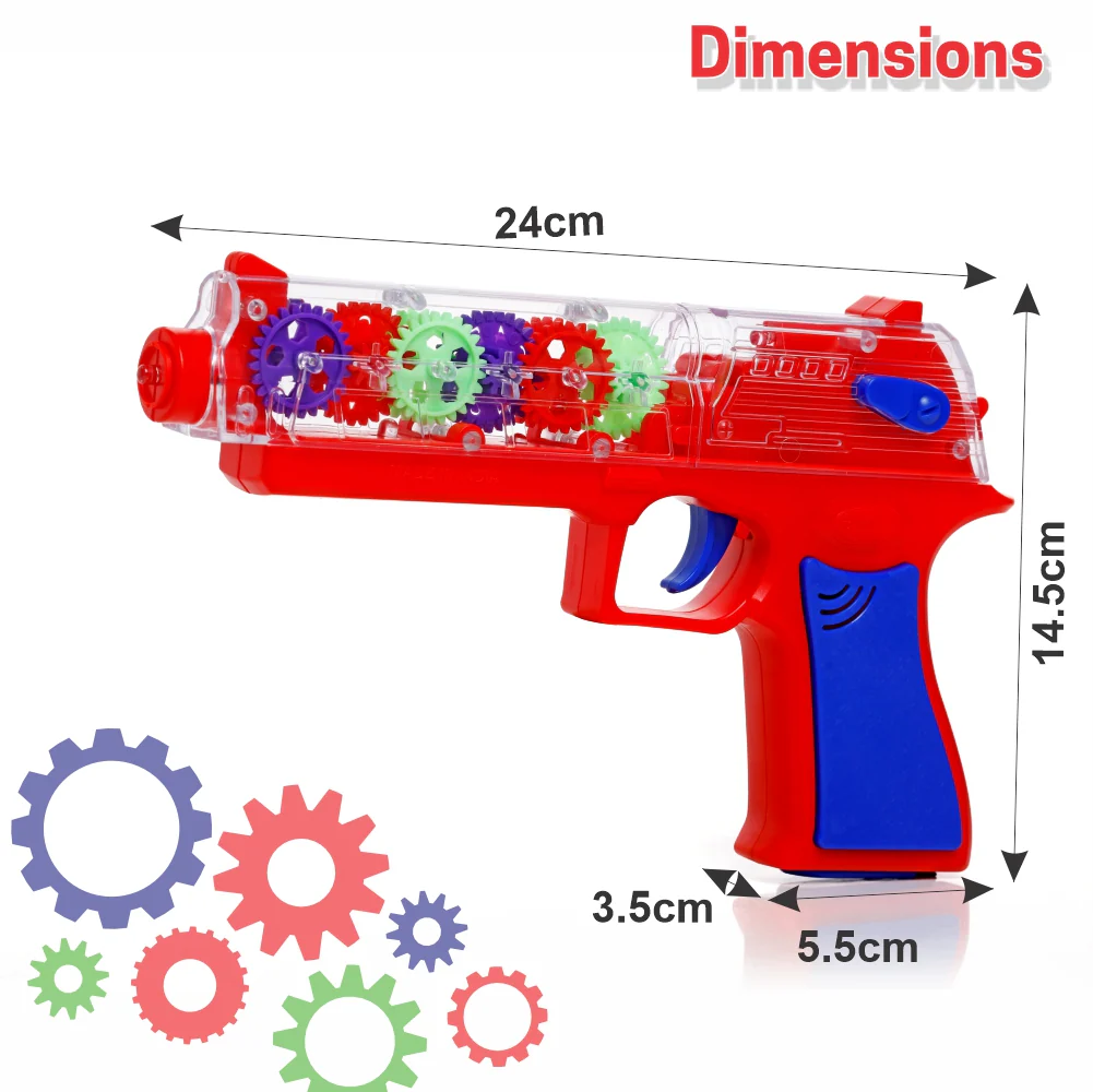 Chanak Electric Gear Gun Toy for Kids 3+ Years | Moving Gears, Music & Lights – BIS Approved (Red) - Image 4
