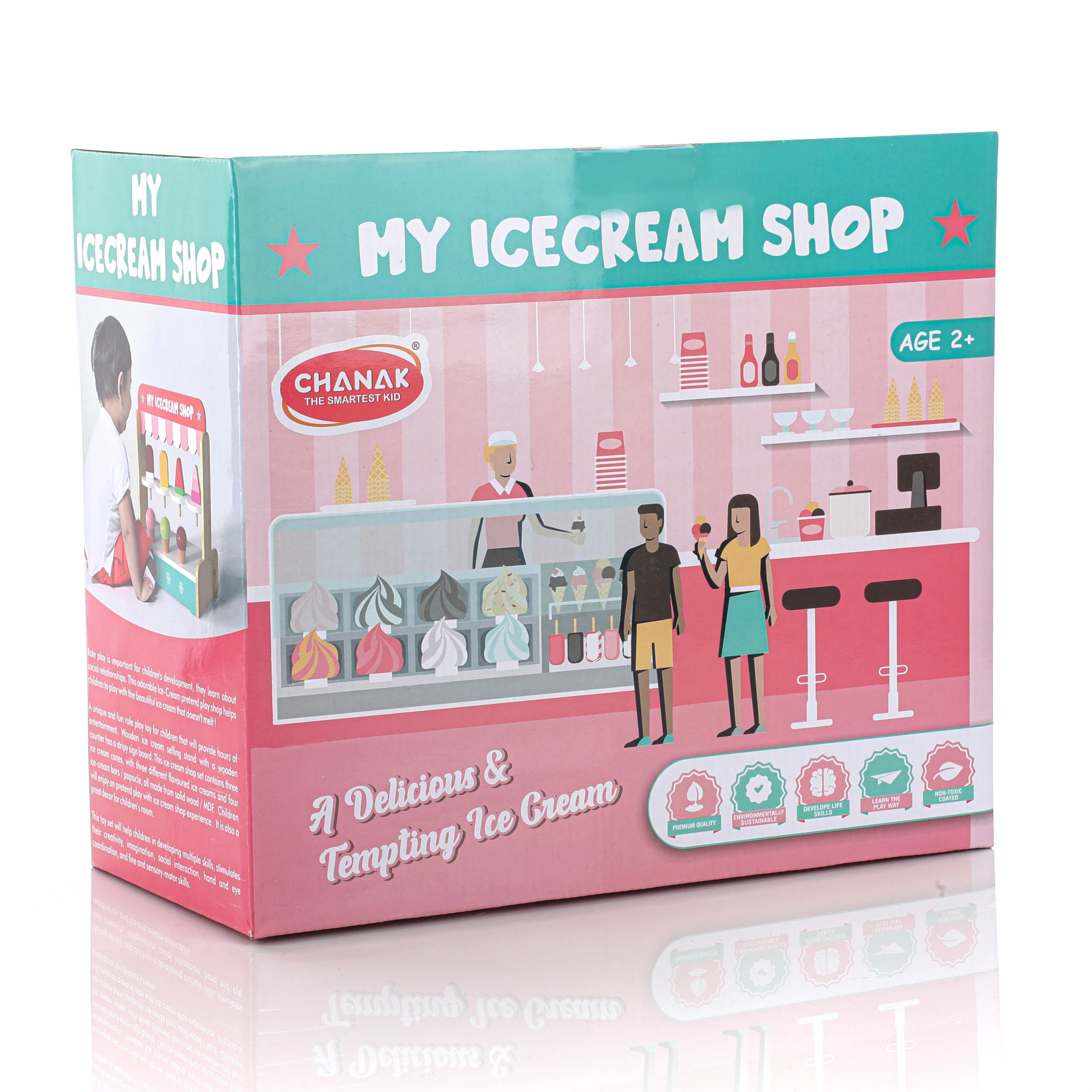 Chanak Wooden Ice Cream Shop Toy for Kids 3+ Years | Pretend Play Ice Cream Set – BIS Approved - Image 4