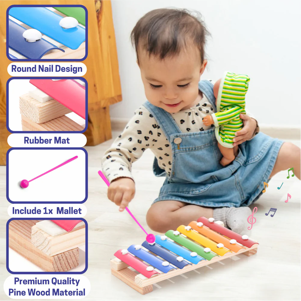 Chanak Wooden Xylophone Toy for Kids 3+ Years | Steel Keys Musical Instrument, Non-Toxic – BIS Approved - Image 7