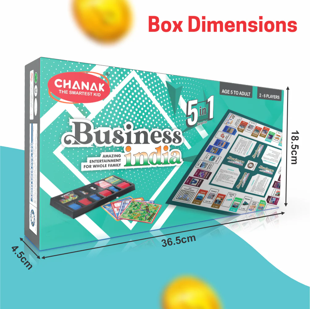 Chanak 5-in-1 Board Game Set for Kids & Adults 3+ Years | Business, Ludo, Snakes & Ladders & More – BIS Approved - Image 8