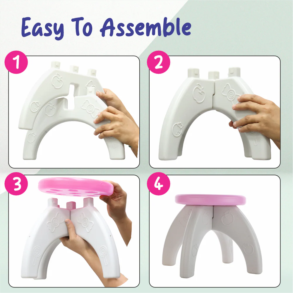 Chanak Baby Step Stool Chair for Kids | Durable HDPE Plastic Activity Seat – BIS Approved (Pink) - Image 5