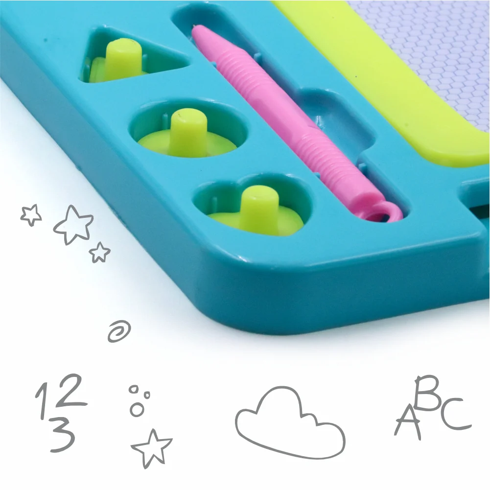 Chanak Magnetic Drawing Board for Kids 3+ Years | Writing & Drawing Slate with Pen and Stamps – BIS Approved (Sky Blue) - Image 3