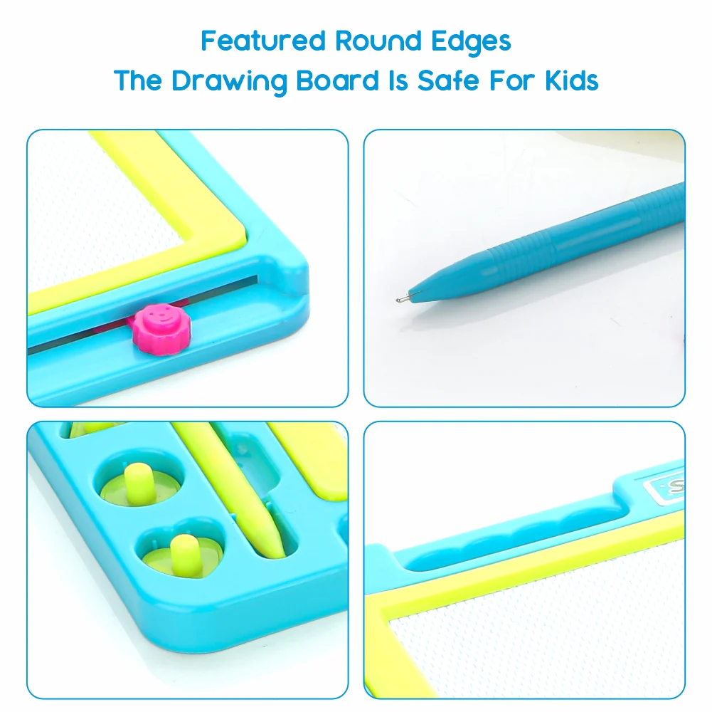 Chanak Magnetic Drawing Board for Kids 3+ Years | Writing & Drawing Slate with Pen and Stamps – BIS Approved (Sky Blue) - Image 6