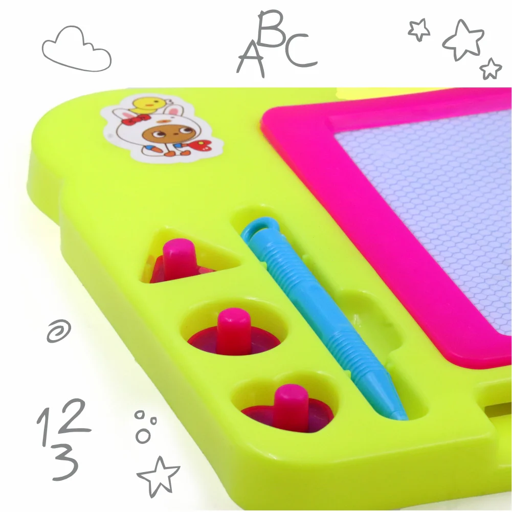 Chanak Magnetic Drawing Board for Kids 3+ Years | Writing & Drawing Slate with Pen and Stamps – BIS Approved (Yellow) - Image 4
