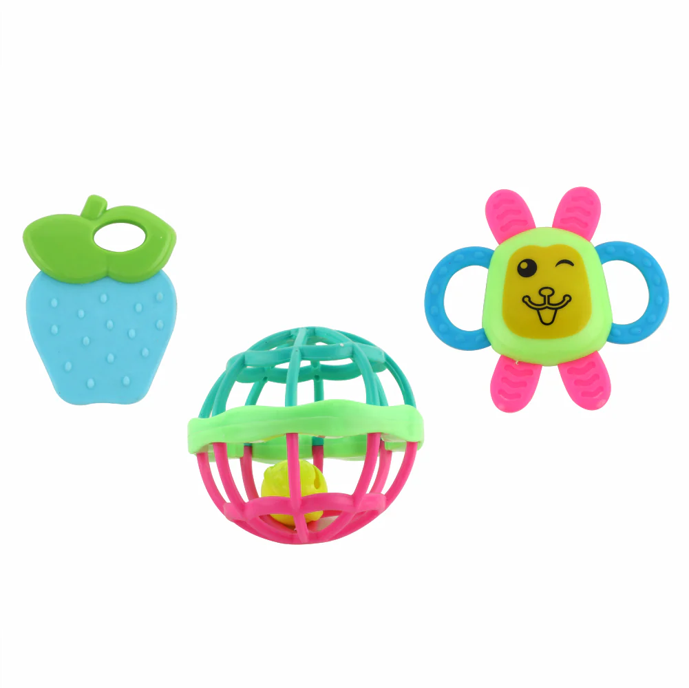 Chanak Baby Rattle Set for 0-6 Months | 3 Pcs Non-Toxic BPA Free Sensory Toy – BIS Approved