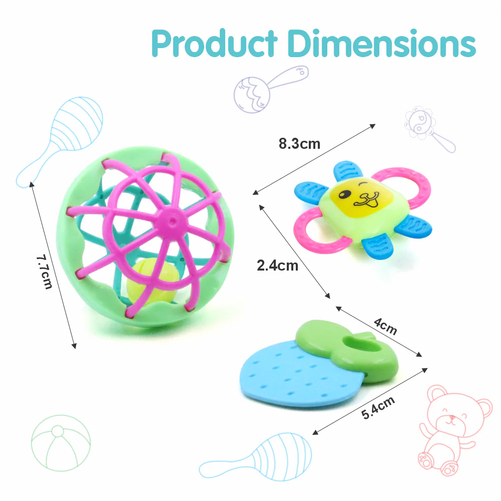 Chanak Baby Rattle Set for 0-6 Months | 3 Pcs Non-Toxic BPA Free Sensory Toy – BIS Approved - Image 4
