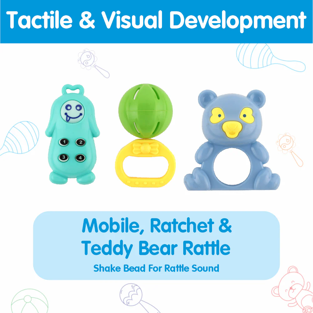 Chanak Baby Rattle Set for 0-6 Months | 5 Pcs Non-Toxic BPA Free Sensory Toy – BIS Approved - Image 5