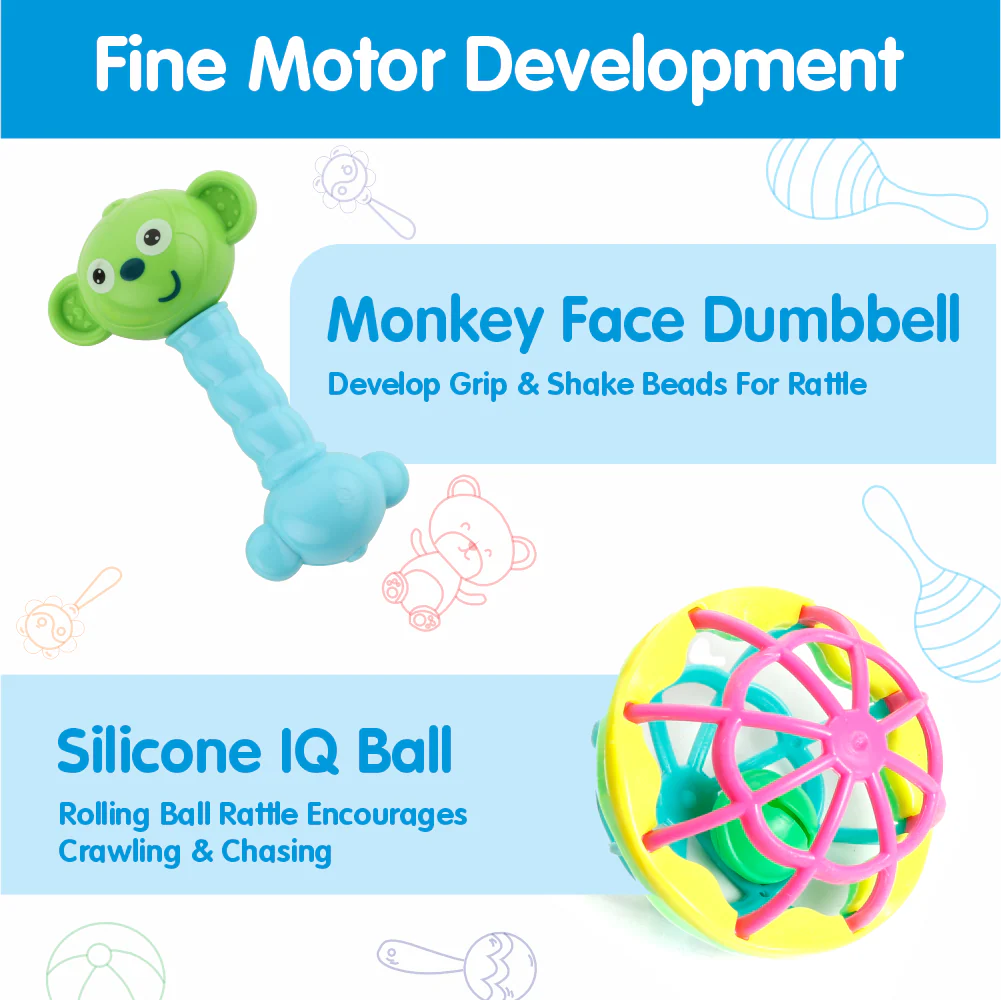 Chanak Baby Rattle Set for 0-6 Months | 5 Pcs Non-Toxic BPA Free Sensory Toy – BIS Approved - Image 6