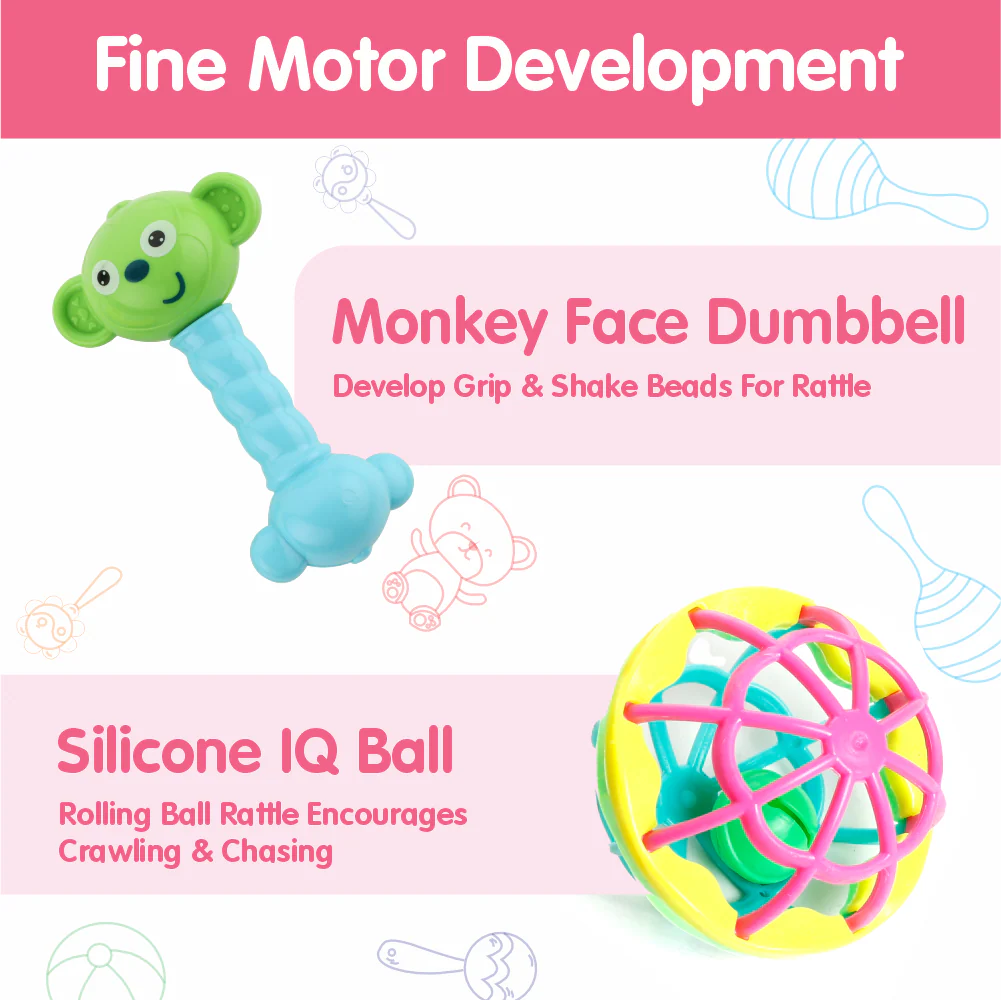Chanak Baby Rattle Set for 0-6 Months | 8 Pcs Non-Toxic BPA Free Sensory Toy – BIS Approved - Image 5