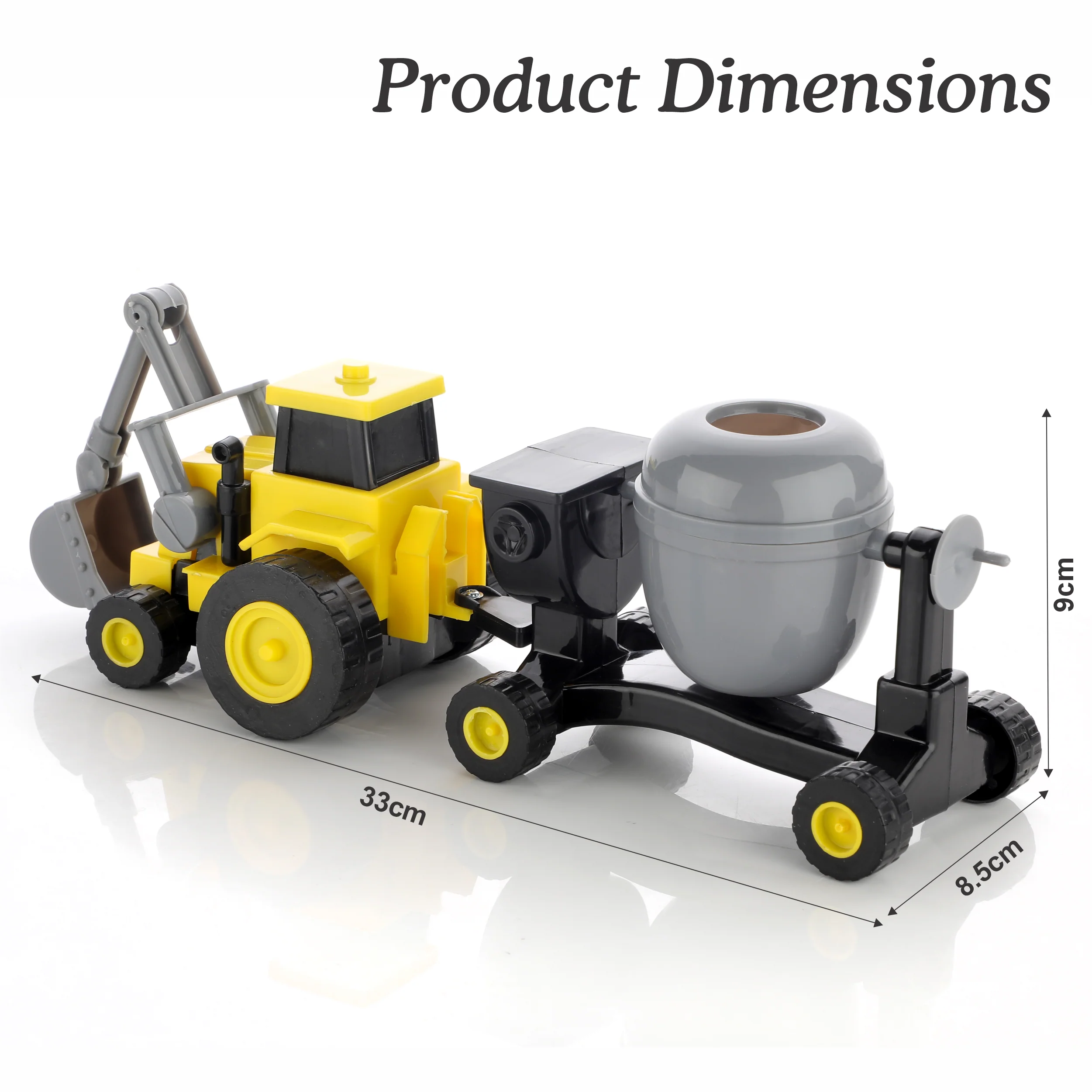 Chanak Construction Vehicles Toy Set for Kids 3+ Years | Friction Powered Vehicles with Concrete Mixer – BIS Approved - Image 2