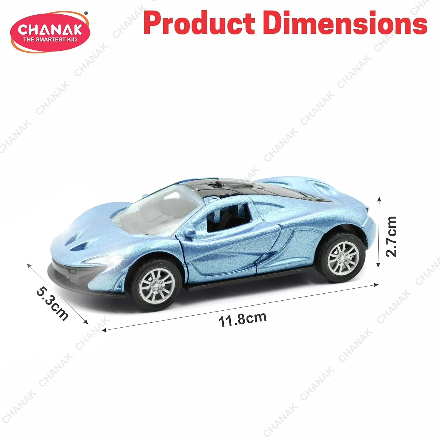 Chanak Die-Cast Metal Pull Back Car for Kids 3+ Years | LED Lights & Realistic Engine Sound – BIS Approved (Blue) - Image 5