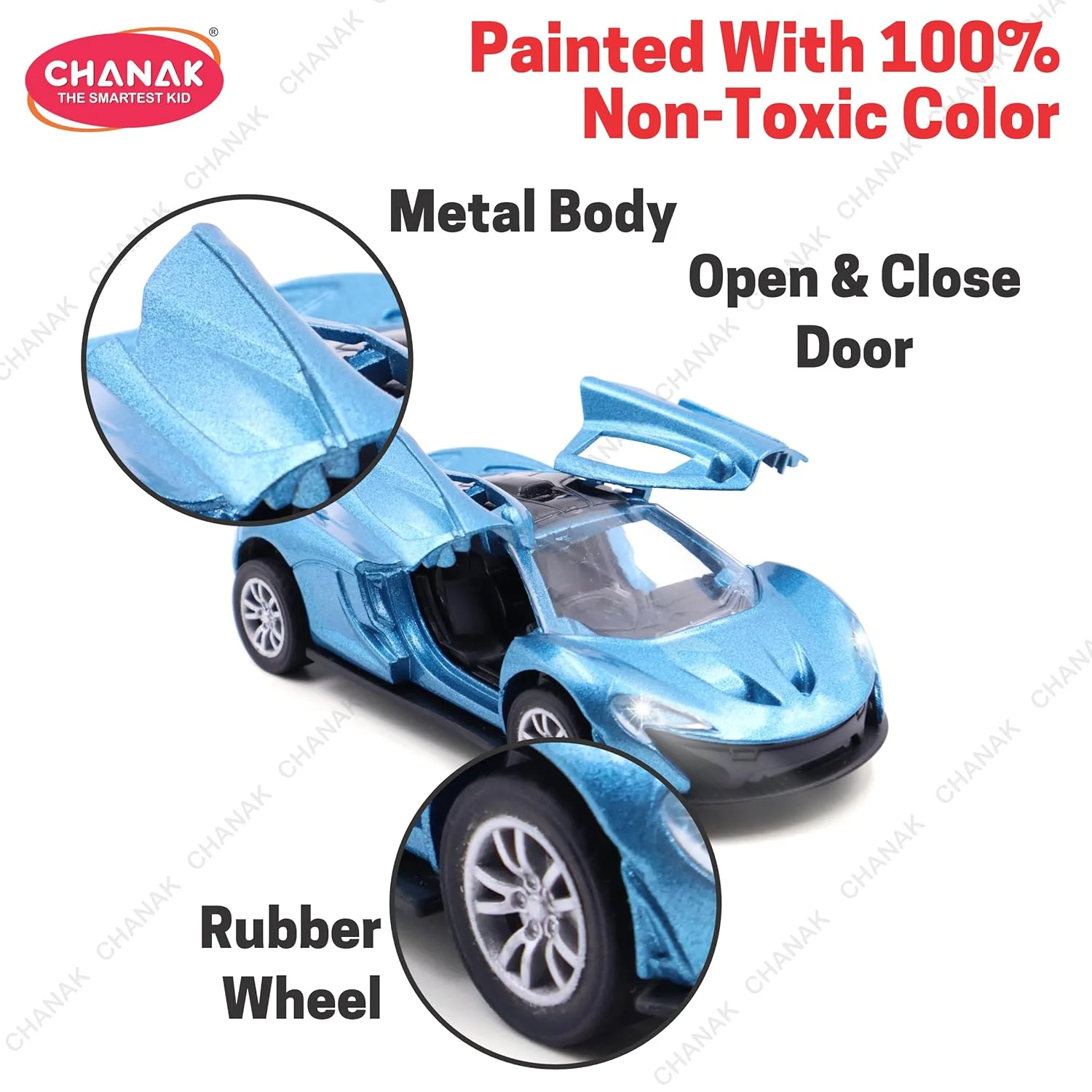 Chanak Die-Cast Metal Pull Back Car for Kids 3+ Years | LED Lights & Realistic Engine Sound – BIS Approved (Blue) - Image 6