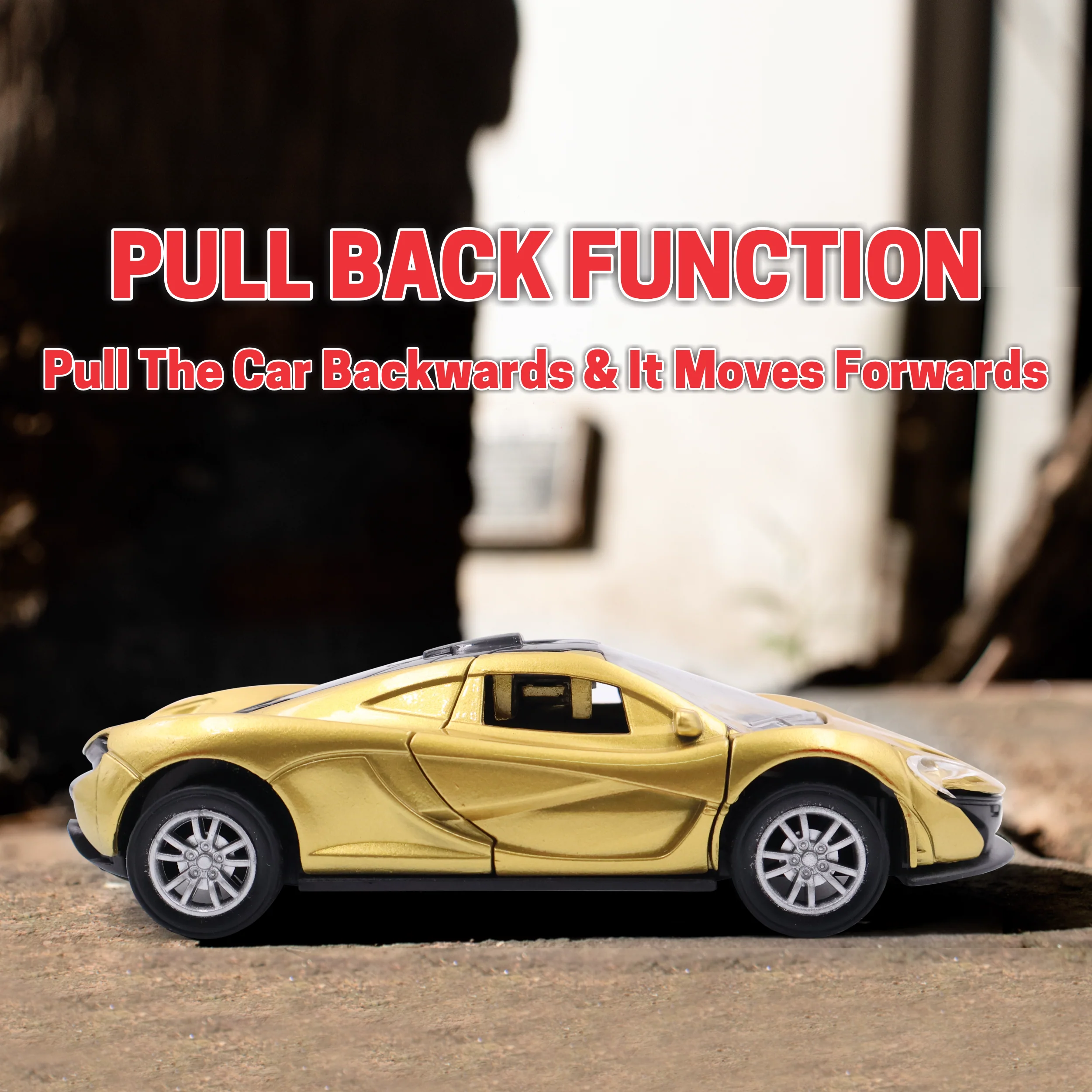 Chanak Die-Cast Metal Pull Back Car for Kids 3+ Years | LED Lights & Realistic Engine Sound – BIS Approved (Gold) - Image 5