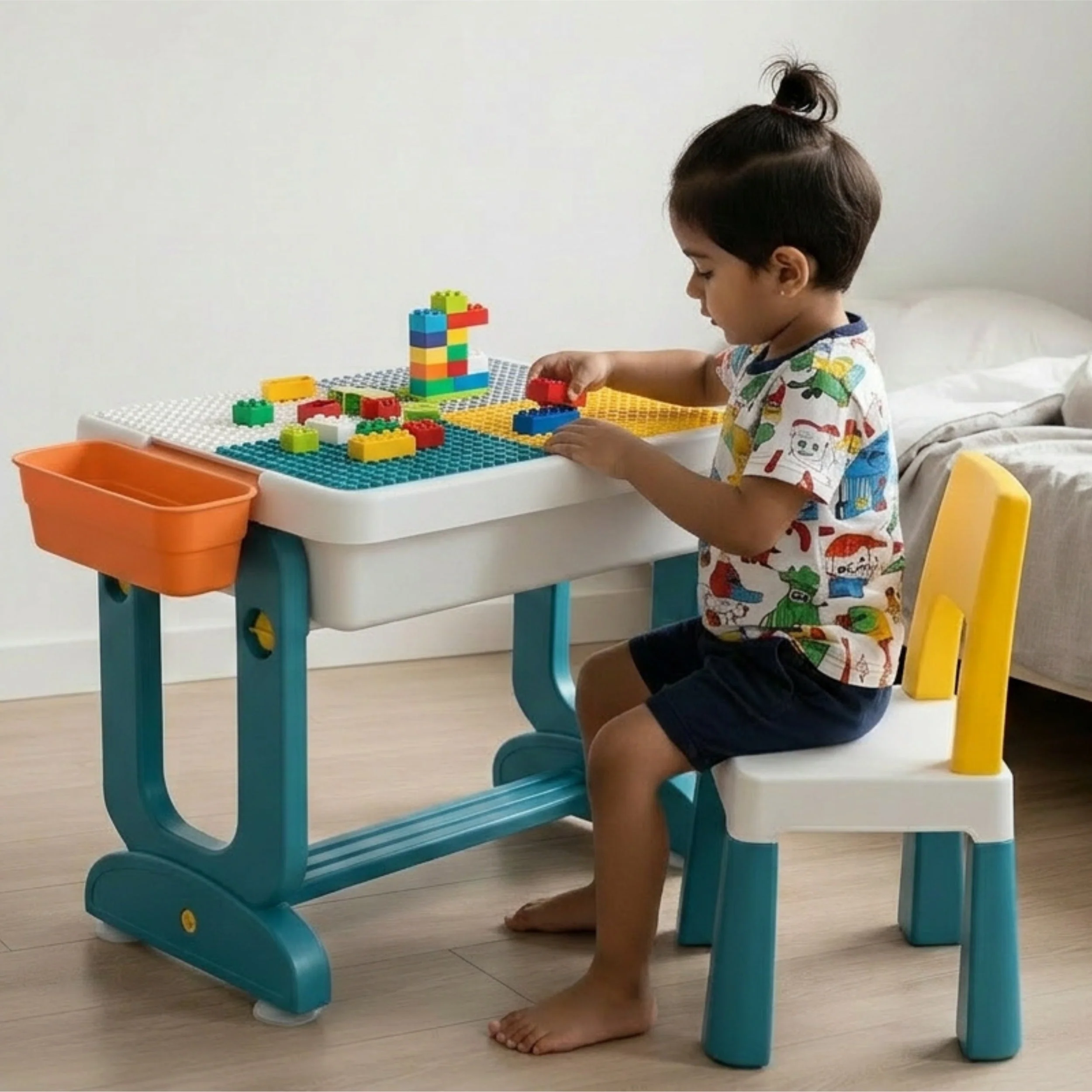 Chanak 4-in-1 Study Table with Chair for Kids 3-7 Years | Multifunctional Desk for Study, Drawing & Building Blocks – BIS Approved - Image 2