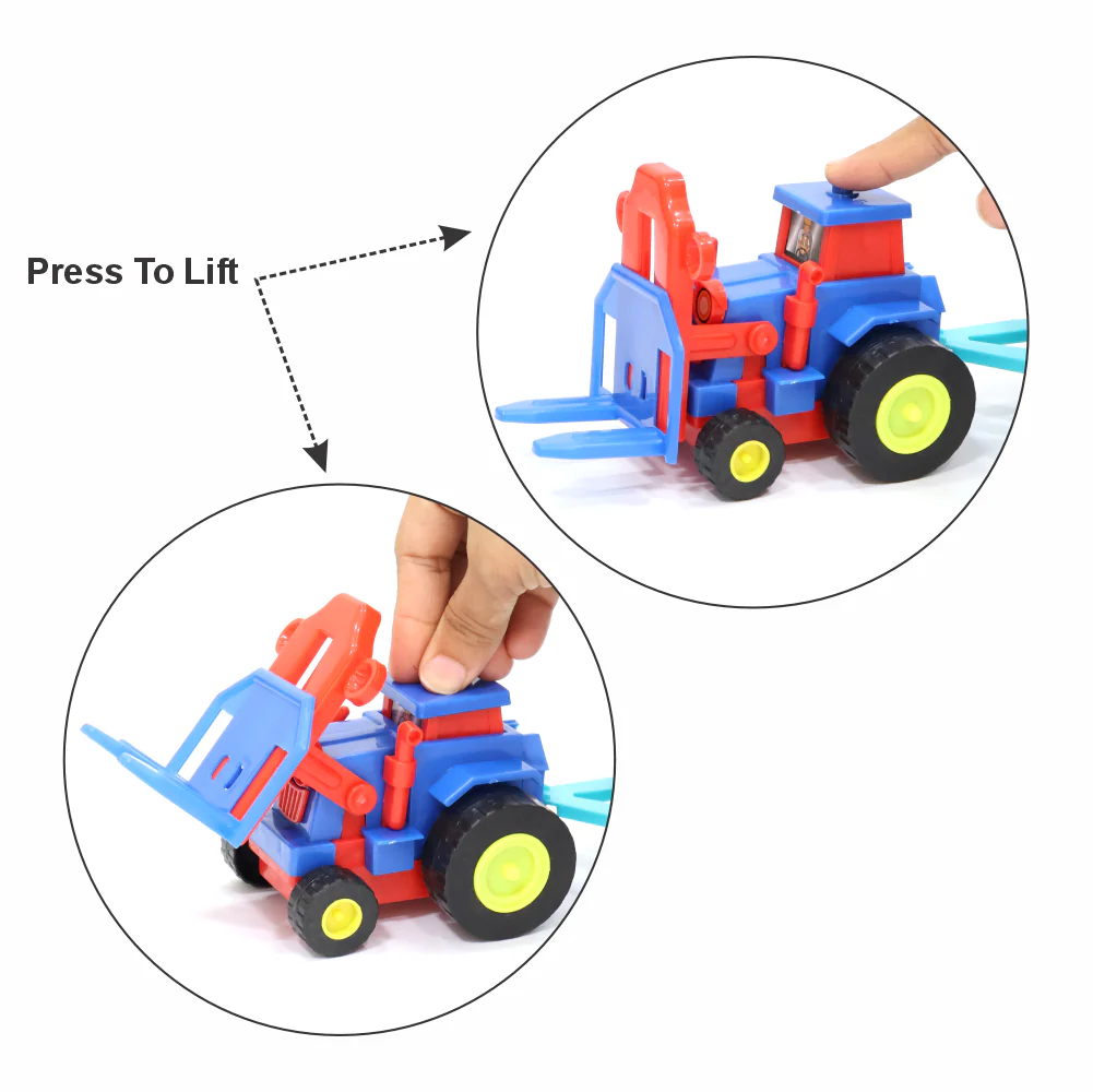 Chanak Friction Powered Tractor Toy for Kids 3+ Years | Construction Set with Bricks Trolley – BIS Approved - Image 3