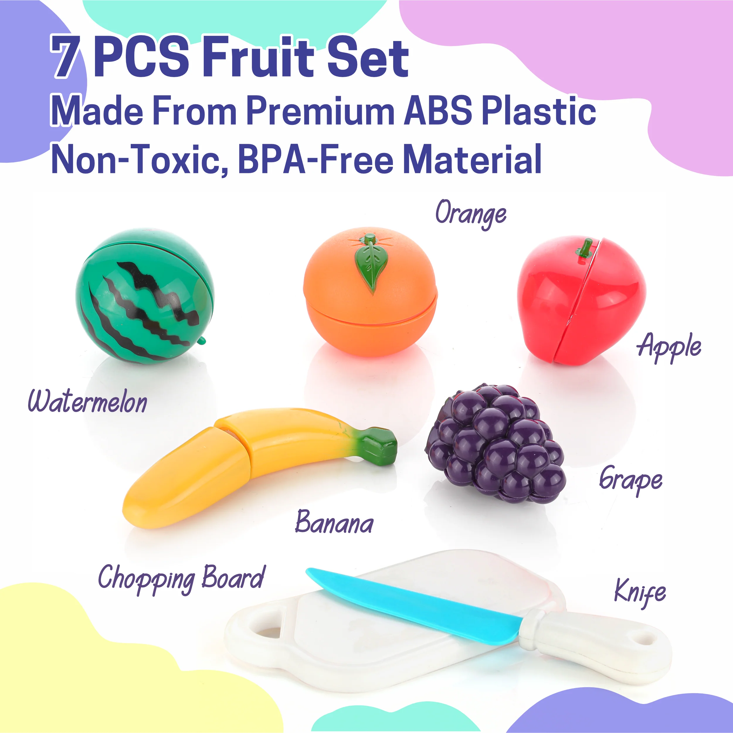 Chanak Fruit Cutting Toy Set for Kids | Pretend Play Knife, Chopping Board & Carry Bag – BIS Approved - Image 3