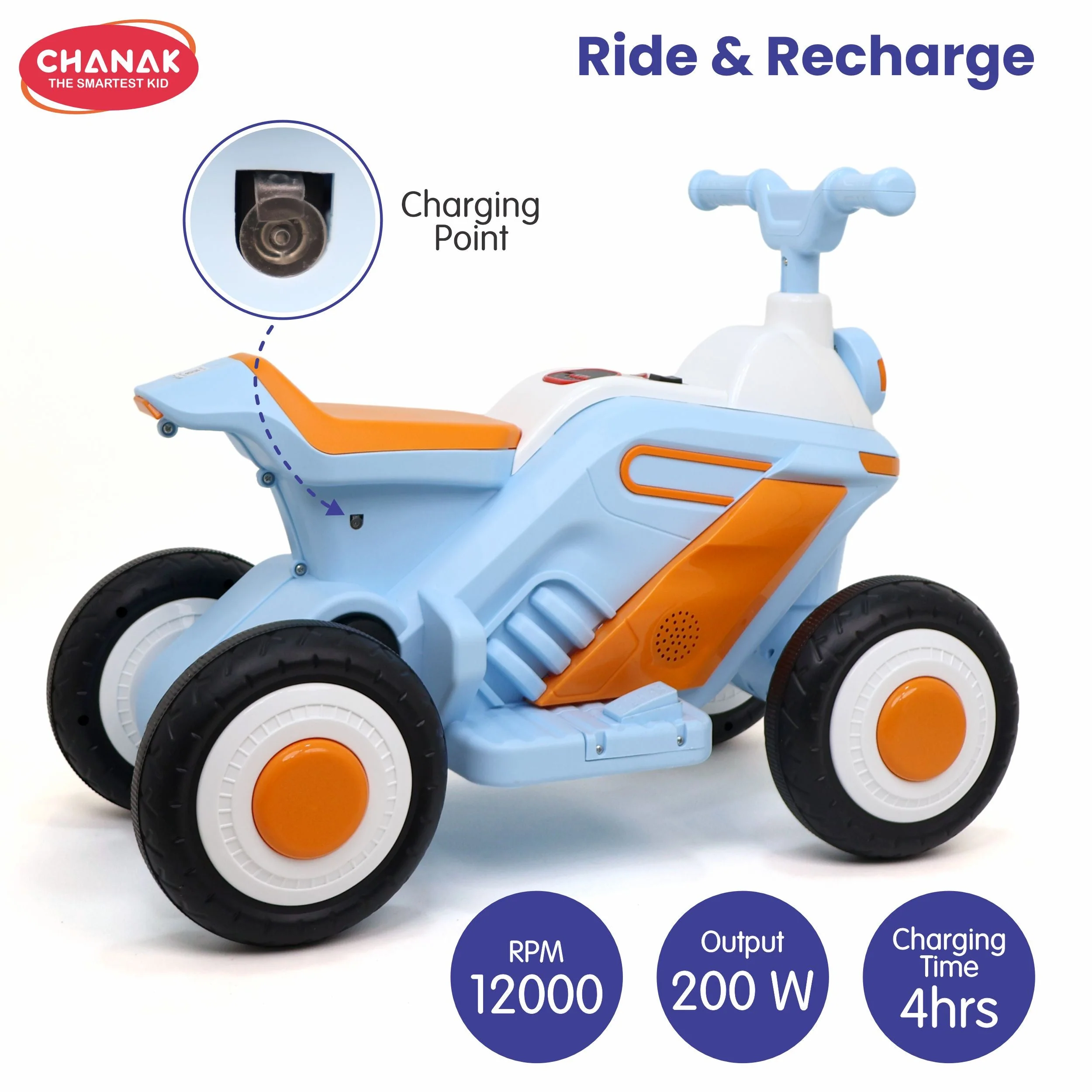 Chanak Electric ATV Quad Bike for Kids 3+ Years | 4-Wheel Ride-On with Music, LED Lights & Rechargeable Battery – BIS Approved (6 Month Replacement Warranty) - Image 7