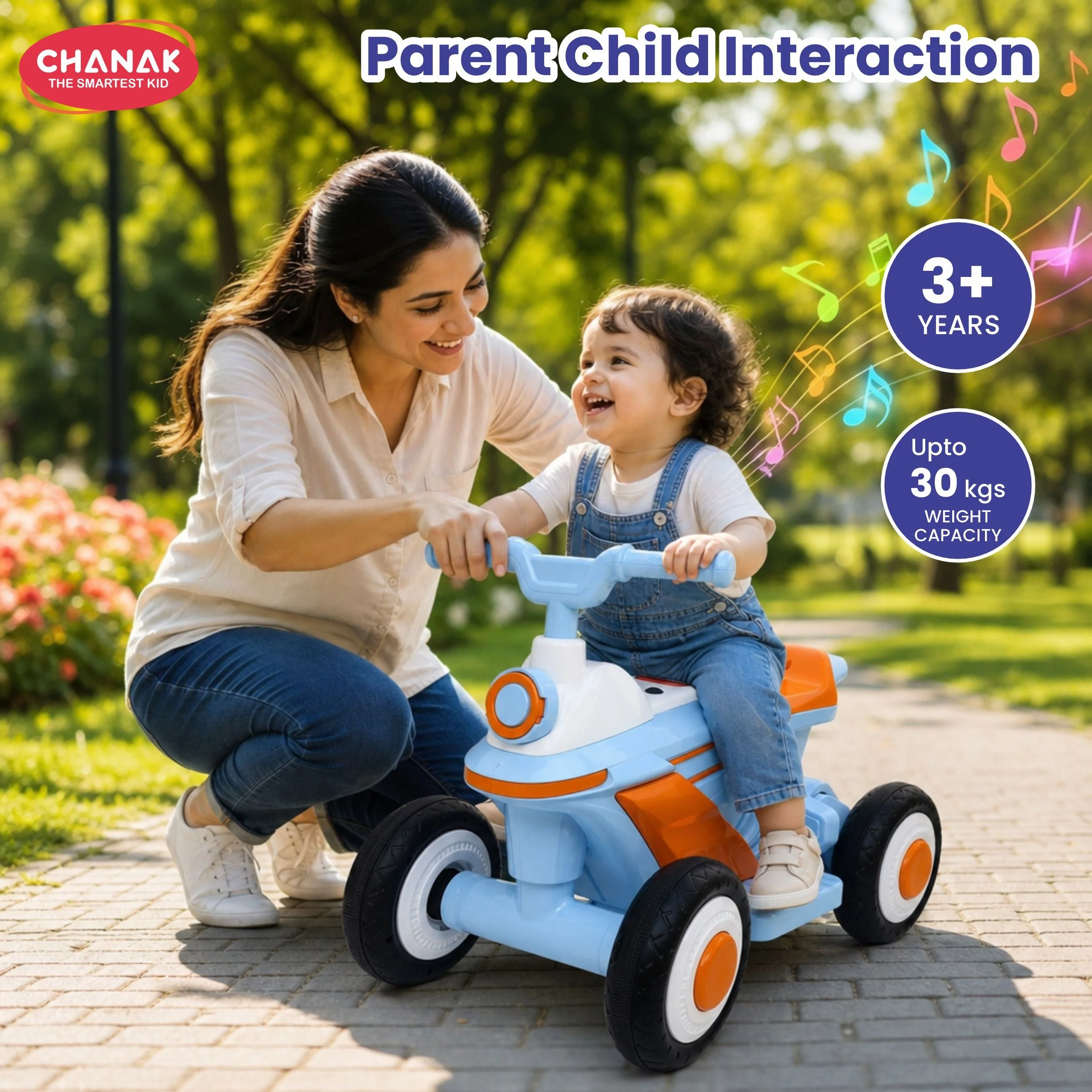 Chanak Electric ATV Quad Bike for Kids 3+ Years | 4-Wheel Ride-On with Music, LED Lights & Rechargeable Battery – BIS Approved (6 Month Replacement Warranty) - Image 9