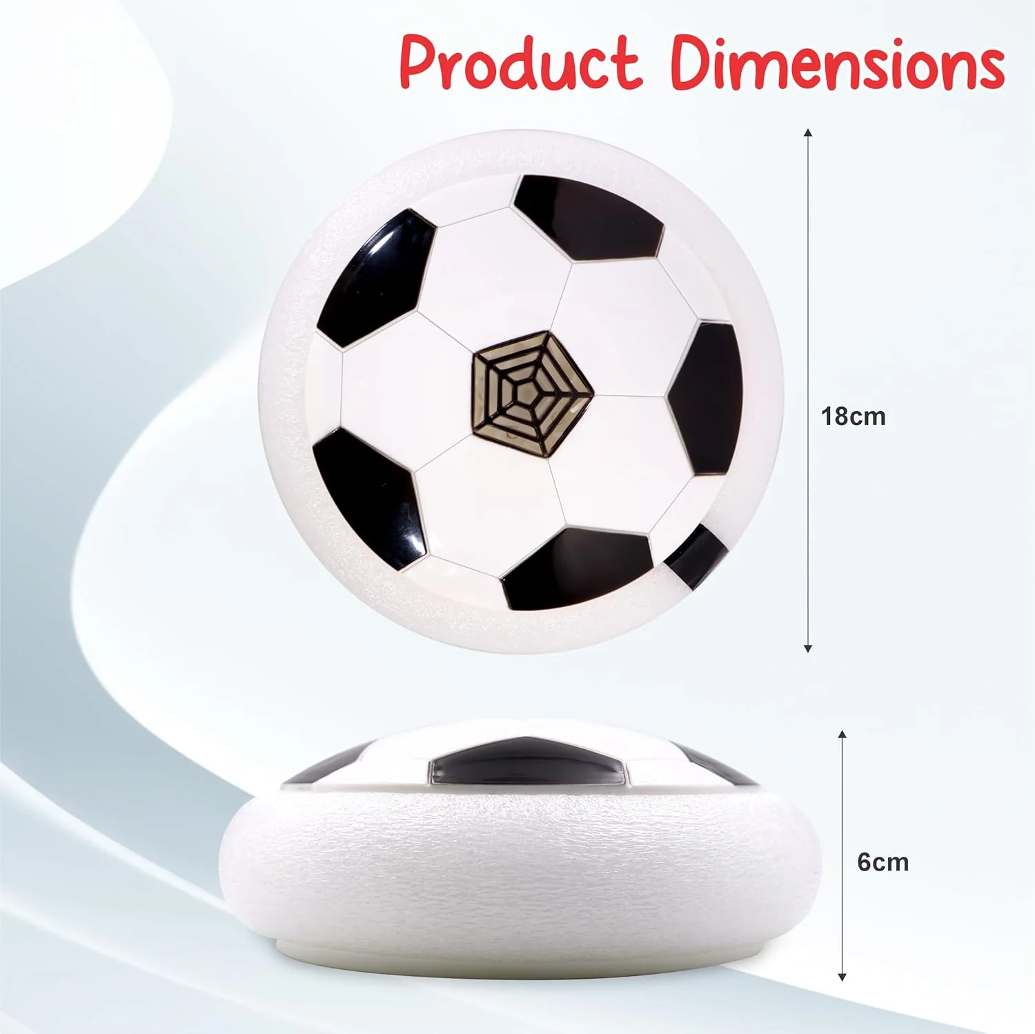 Chanak Hover Soccer Ball for Kids 3+ Years | LED Light-Up Floating Air Football with Foam Bumper – BIS Approved (White) - Image 3